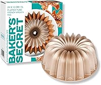 Vista 2 de Moldes para pasteles estriados antiadherentes Baker's Secret, hornea pasteles únicos, moldes para pasteles de aluminio fundido a presión, 2 capas