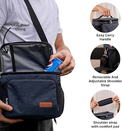 Miniatura 4 de Carrywell (No fabricada en China) Bolsa de almuerzo aislada, reutilizable y de lados suaves para oficina, playa, picnic y piscina, bolsa enfriadora