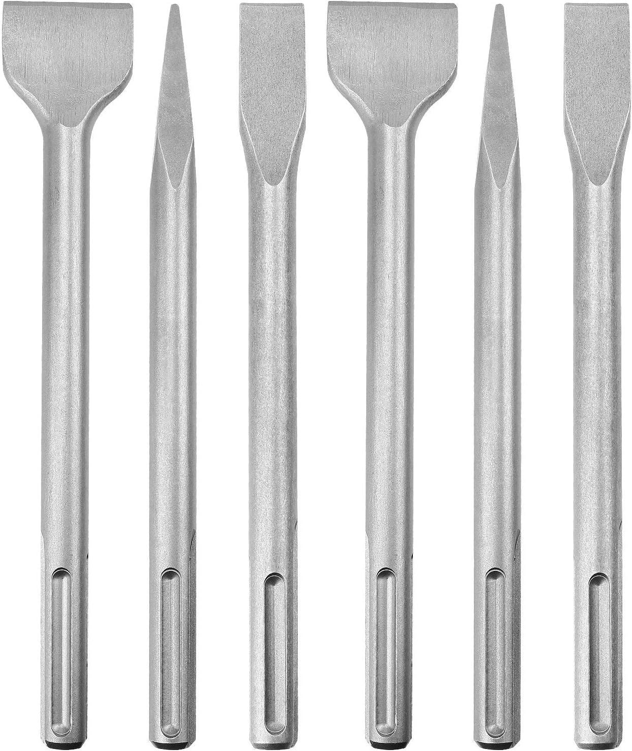 CertBuy 6-Piece SDS Max Concrete Drill Bit Set - Rotary Hammer Bits Including Point, Flat and Scaling Chisels