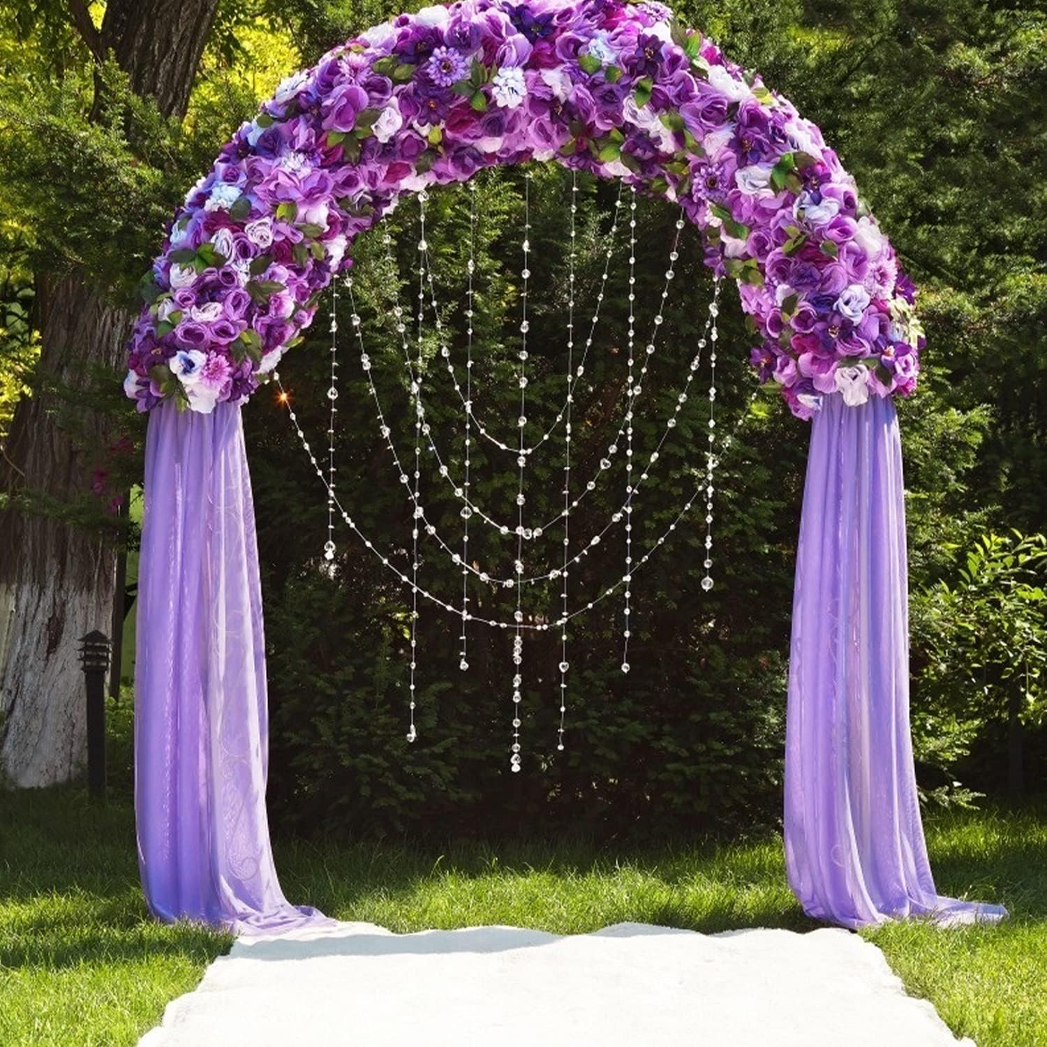 HUHJYUGE Lot de 1 Mariage Arche Tenture, Voilage Tulle Suspendue Violet Drapés en Mousseline Elastique pour Décoration de Mariage, Toile de Fond, Rideau de Gaze (7 400cm)