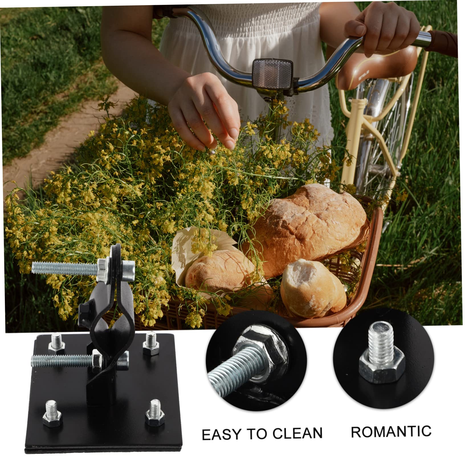 GRIRIW 1Pc Durable Front Frame Box Supporting Bracket for Bikes Black for Mounting Bicycle Baskets Heavy Duty Construction Weather Resistant Bike Supplies Stable Support