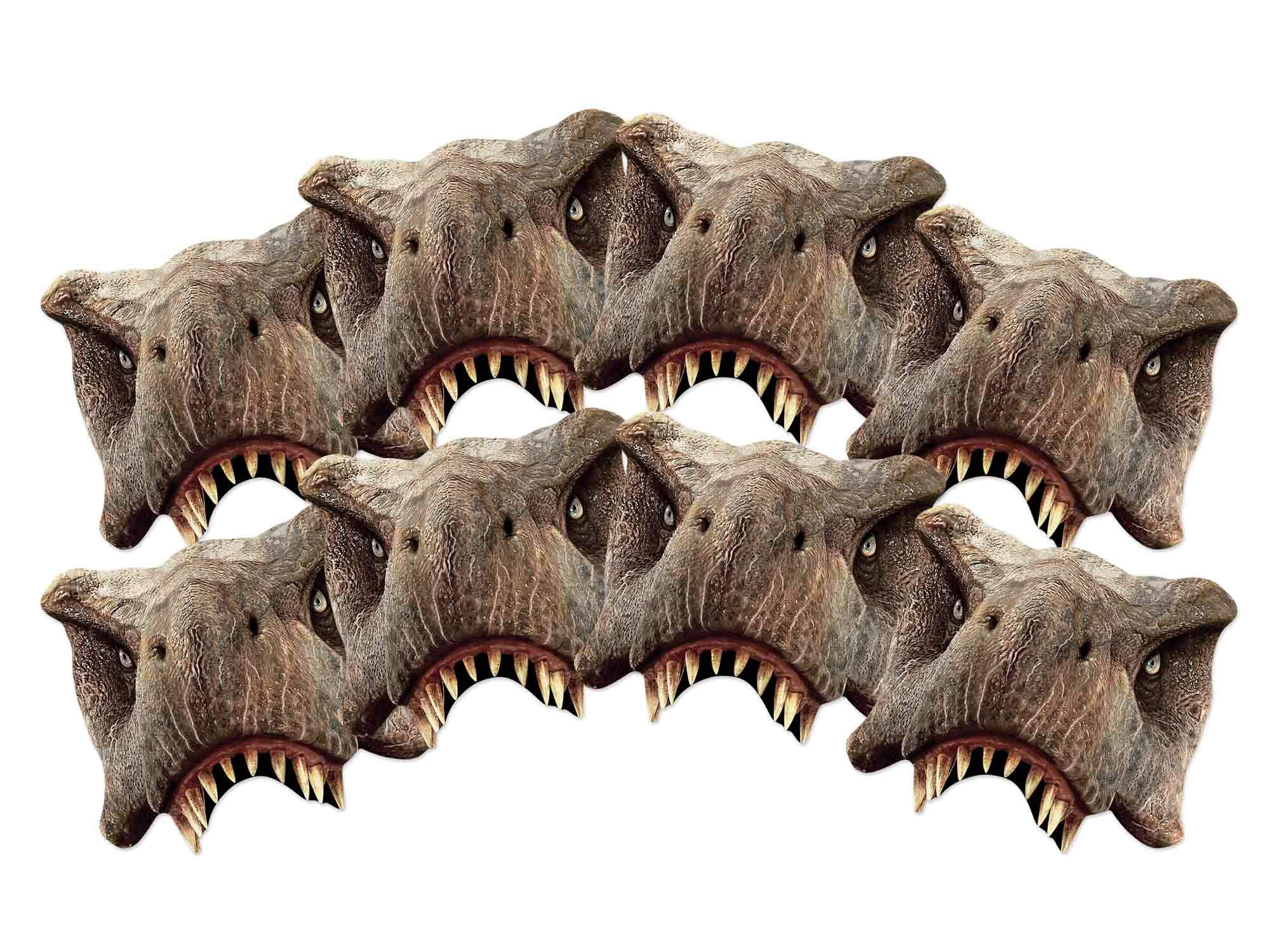 Fun Party Dress Up Dinosaur Face Masks 8 Pack T-Rex Half Mask (Jurassic World) Dinosaurs Tyrannosaurus Rex