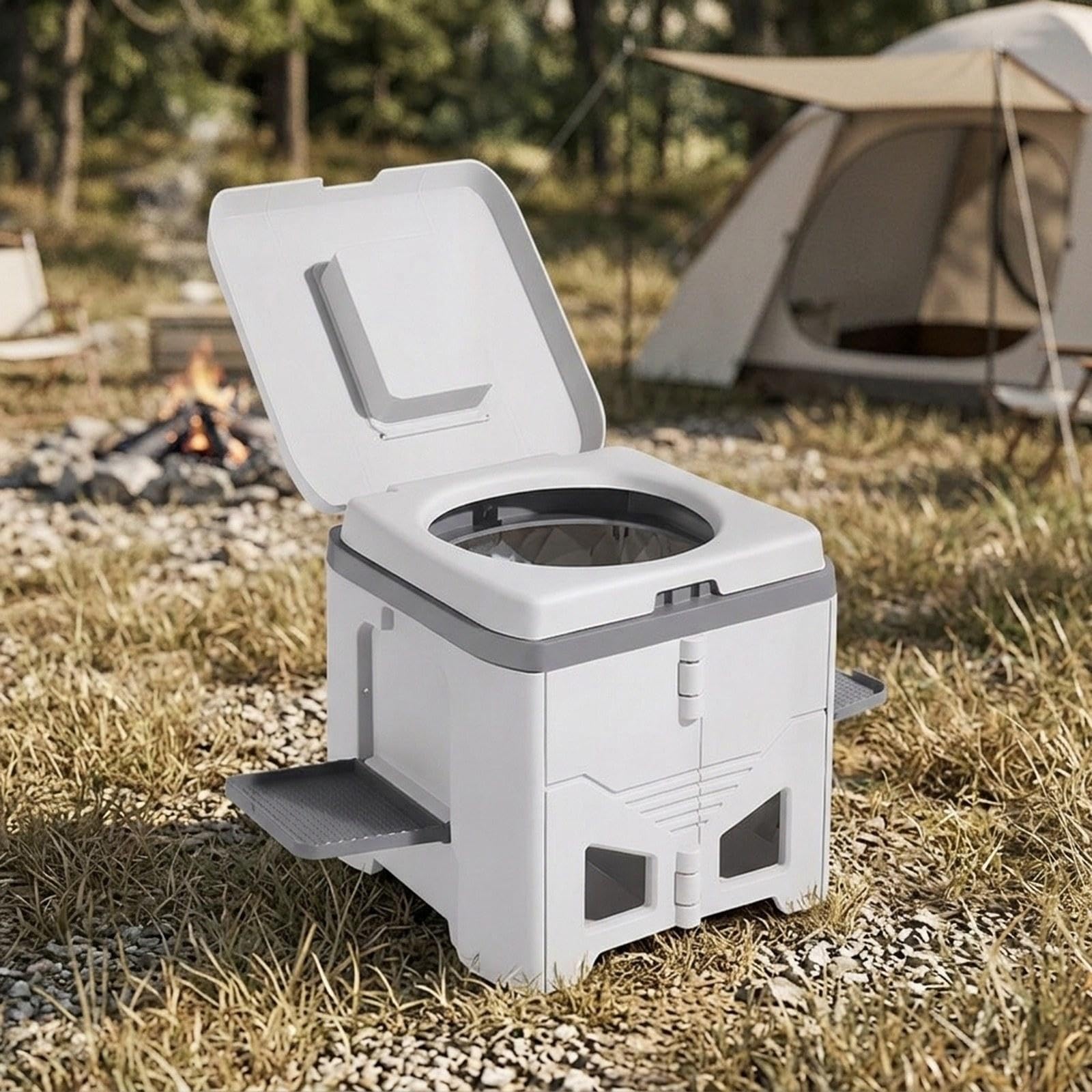kowaku Inodoro Portátil Asiento Plegable Inodoro de Viaje Sanitario Multifuncional Compacto con Tapa Material PP Fácil Mantenimiento Adecuado para Adultos