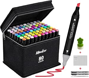 Feutres Alcool ARTHEHE 80 Couleurs - Double Pointe, Pour Dessin, Manga, Art, Cadeau Débutants