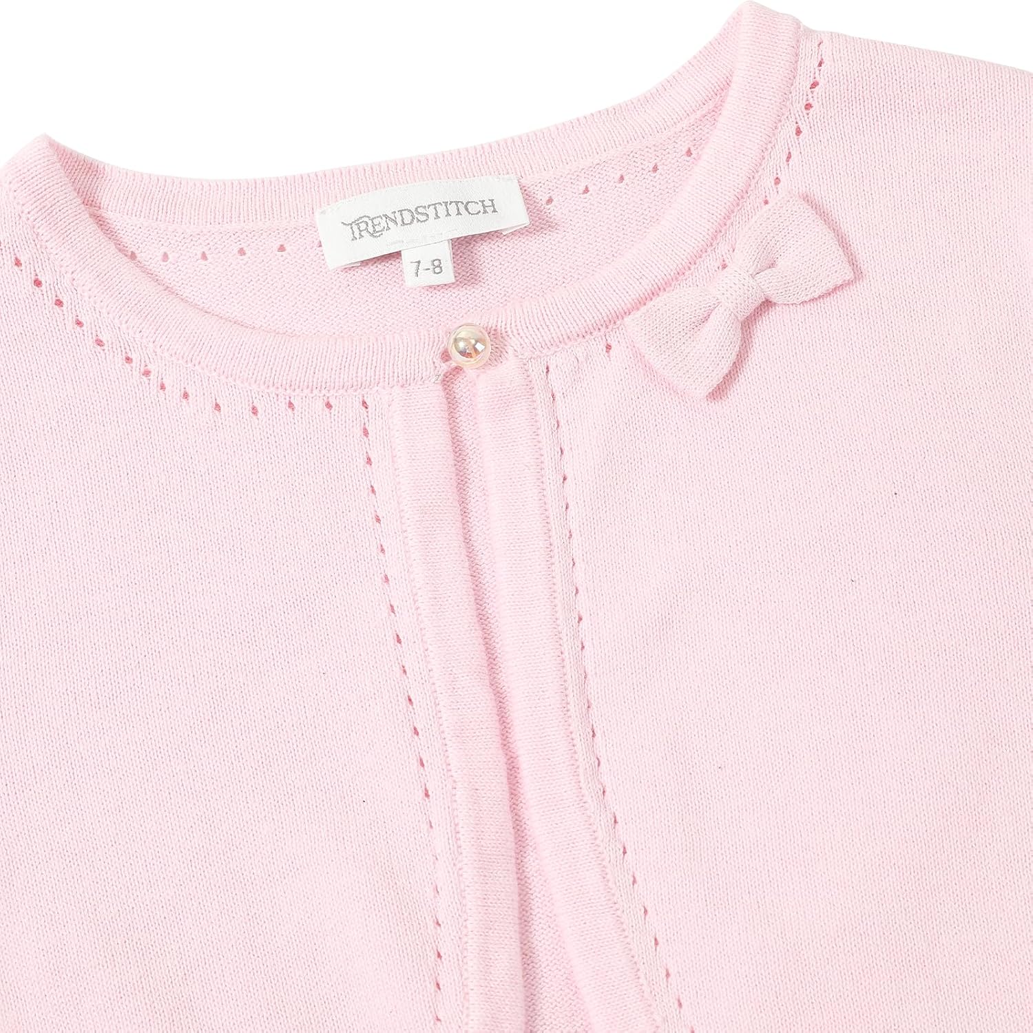 Girls' Cropped Long Sleeve Knitted Bolero Cardigan with Bowknot Button Closure - Kids' Shrug Sweater Jacket Outwear - Image 4