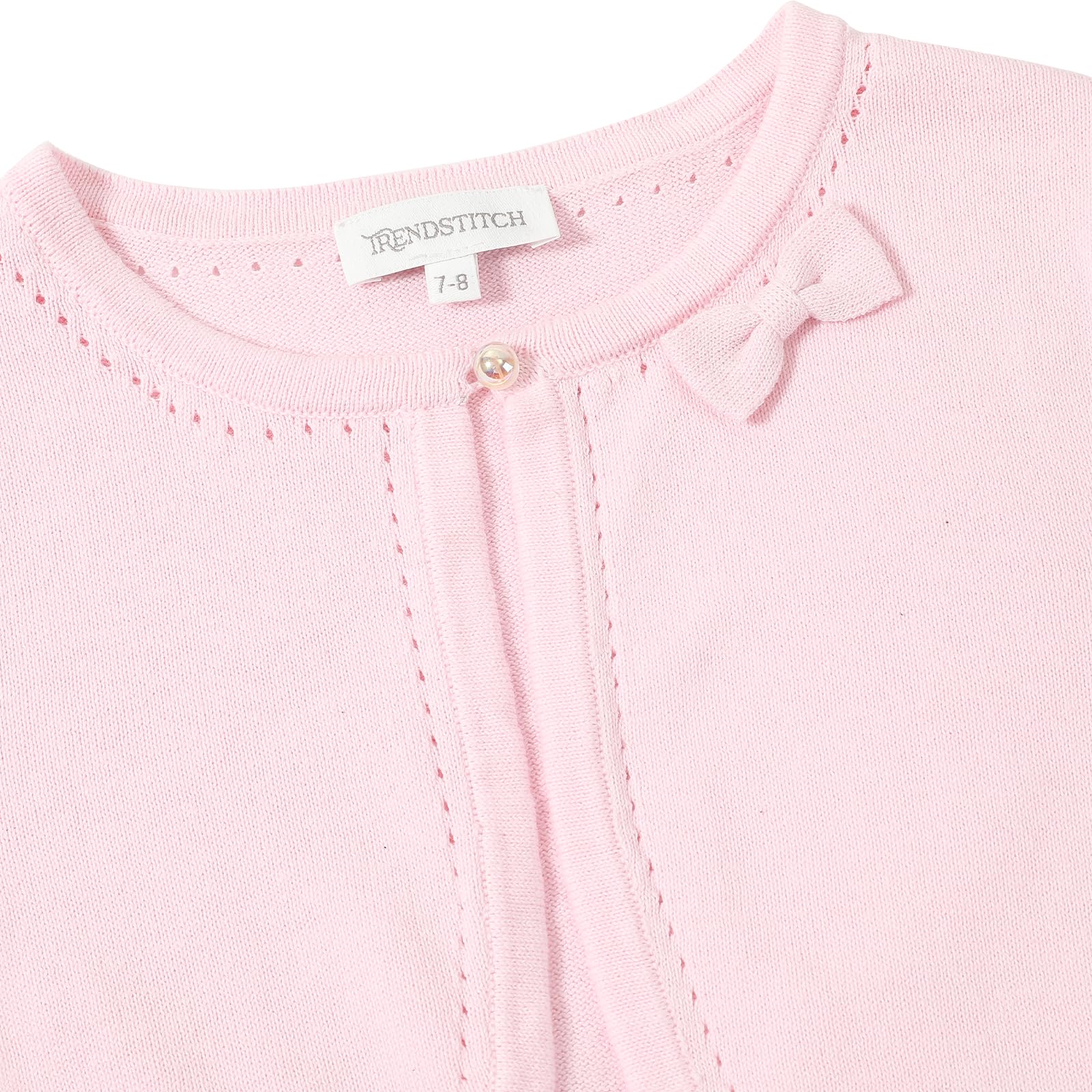 Cárdigan tipo bolero de punto de manga larga para niña con cierre de botón de lazo, chaqueta de punto para niños