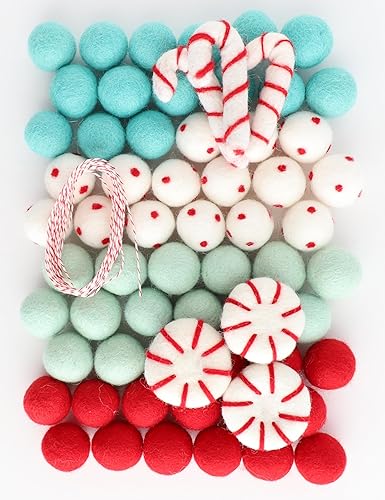 Miniatura 9 de Mini Felt Factory  Felt Ball DIY Christmas Garland Wool 1 inch Pom Ornament Set Red Seasonal Winter Home Mantel Decor White Craft Project Supplies