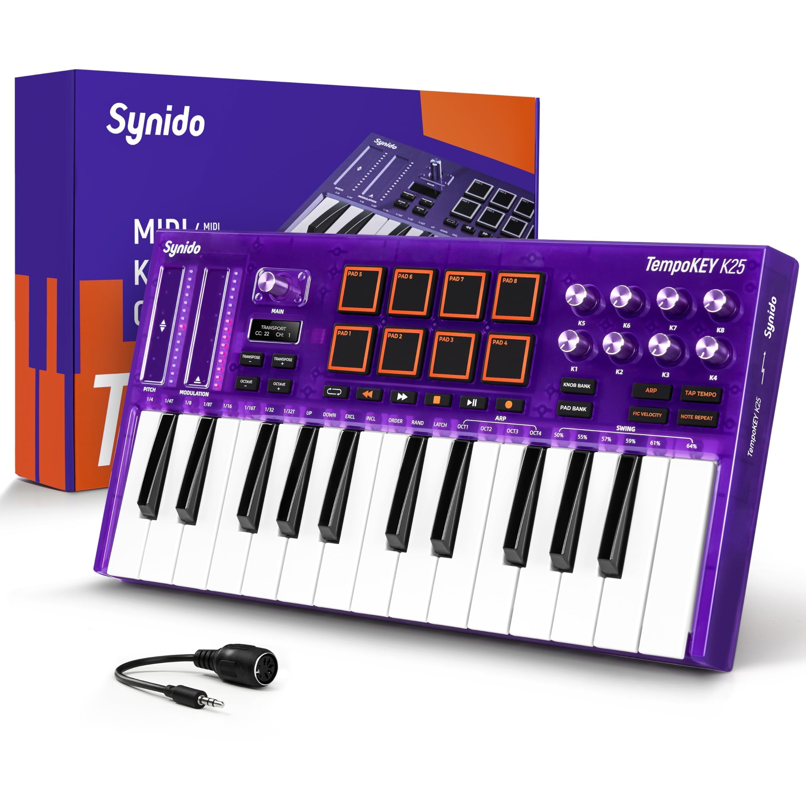 Amazon.com: Synido USB C MIDI Keyboard Controller 25 Keys with 8