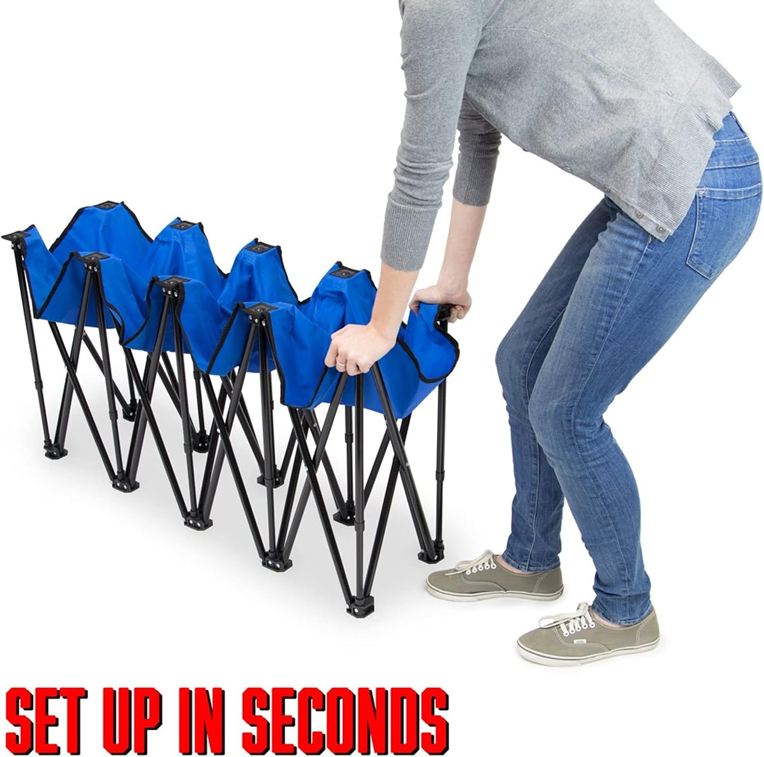 Crown Sporting Goods 6-Foot Portable Folding 4 Seat Bench with Carry Bag – Great Team Bench for Soccer & Football Sidelines, Tailgating, Camping & Events