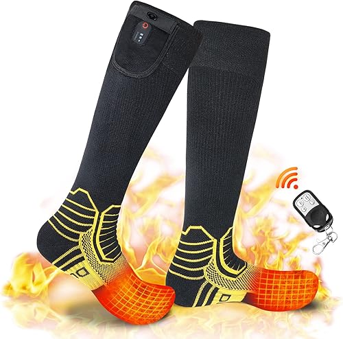 Dr.Warm Calcetines térmicos inalámbricos, control remoto, 2600 mAh, 7.4 V, batería recargable, calcetines térmicos de esquí para el frío invierno,