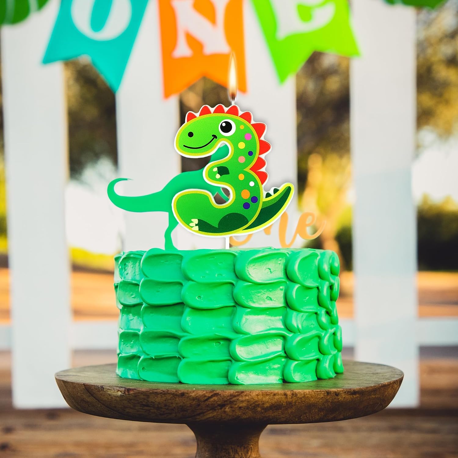 3rd Birthday Dinosaur Birthday Candles for Cake, Dinosaur Shaped Number 3 Candles Cake Topper for Dinosaur Party Supplies