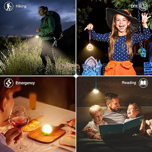Miniatura 6 de LETMY Rechargeable Camping Lights, 4 Pack Portable Tent Lights with 4 Lighting Modes, 150LM Mini Camping Lantern Waterproof, Only 20g Hanging Tent