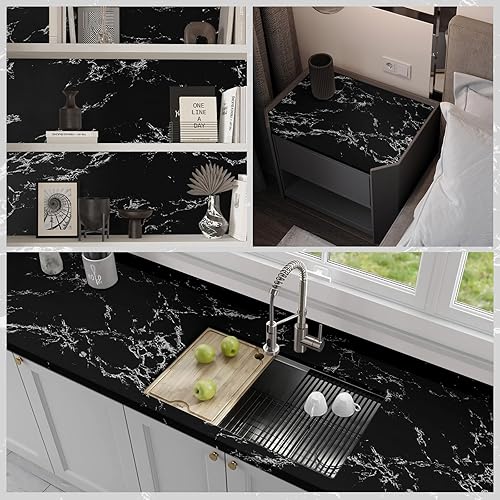 Miniatura 117 de practicalWs Papel tapiz de mármol para despegar y pegar de 15.7 x 236.2 pulgadas, papel de contacto de mármol para armarios y cajones, papel