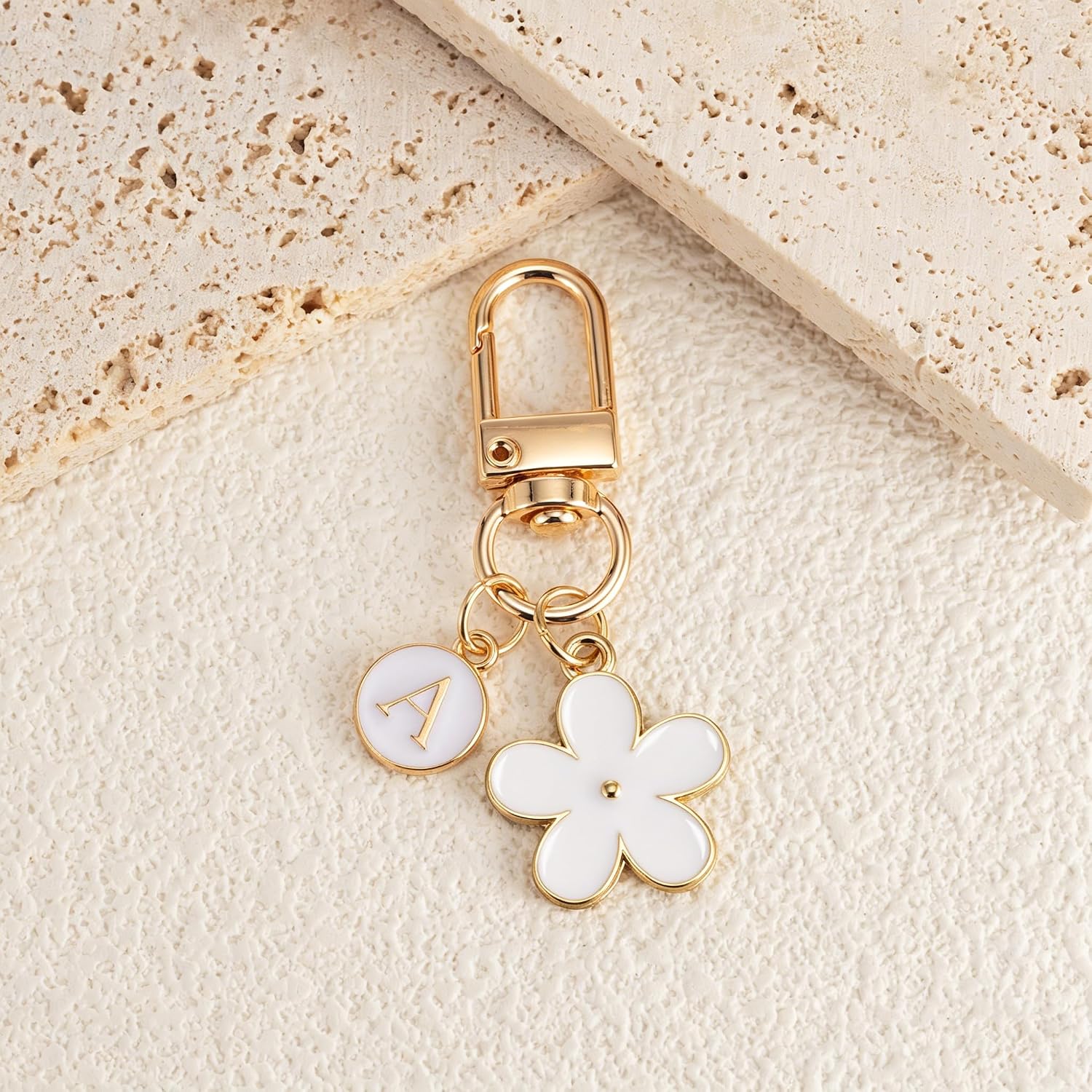 XGALBLA Small Women's Cute Flower Initial Letter Keychain, Flower Charms, Bag & Purse Charms for Handbags & Backpacks image 3