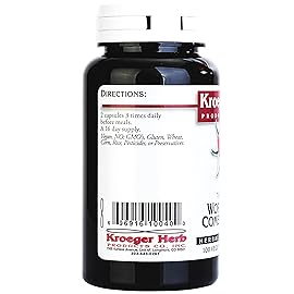 Kroeger Herb Products, Wormwood Herb, Black Walnut, Clove, Quassia, Worm Wood Detox Cleanse - Wormwood Capsules, Non-GMO, Gluten Free, No Preservatives or Fillers - 200 Capsules, Made in USA