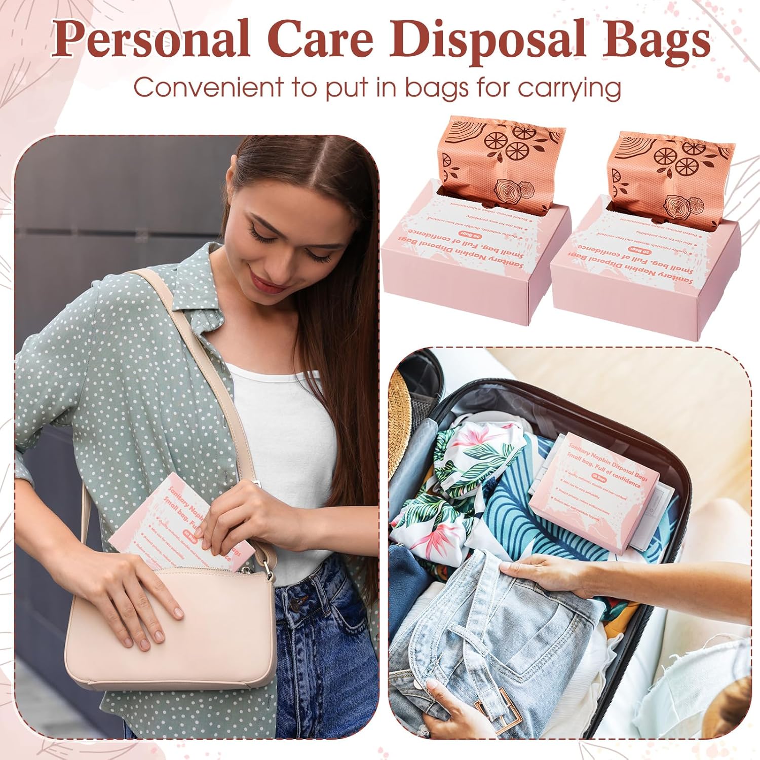 Maitys 300 Pcs Disposable Bags for Sanitary Pads Personal Care Disposal Bags Fragrance Small Discreet Diaper Sacks for Tampons, Pads, Liners, Condoms & More