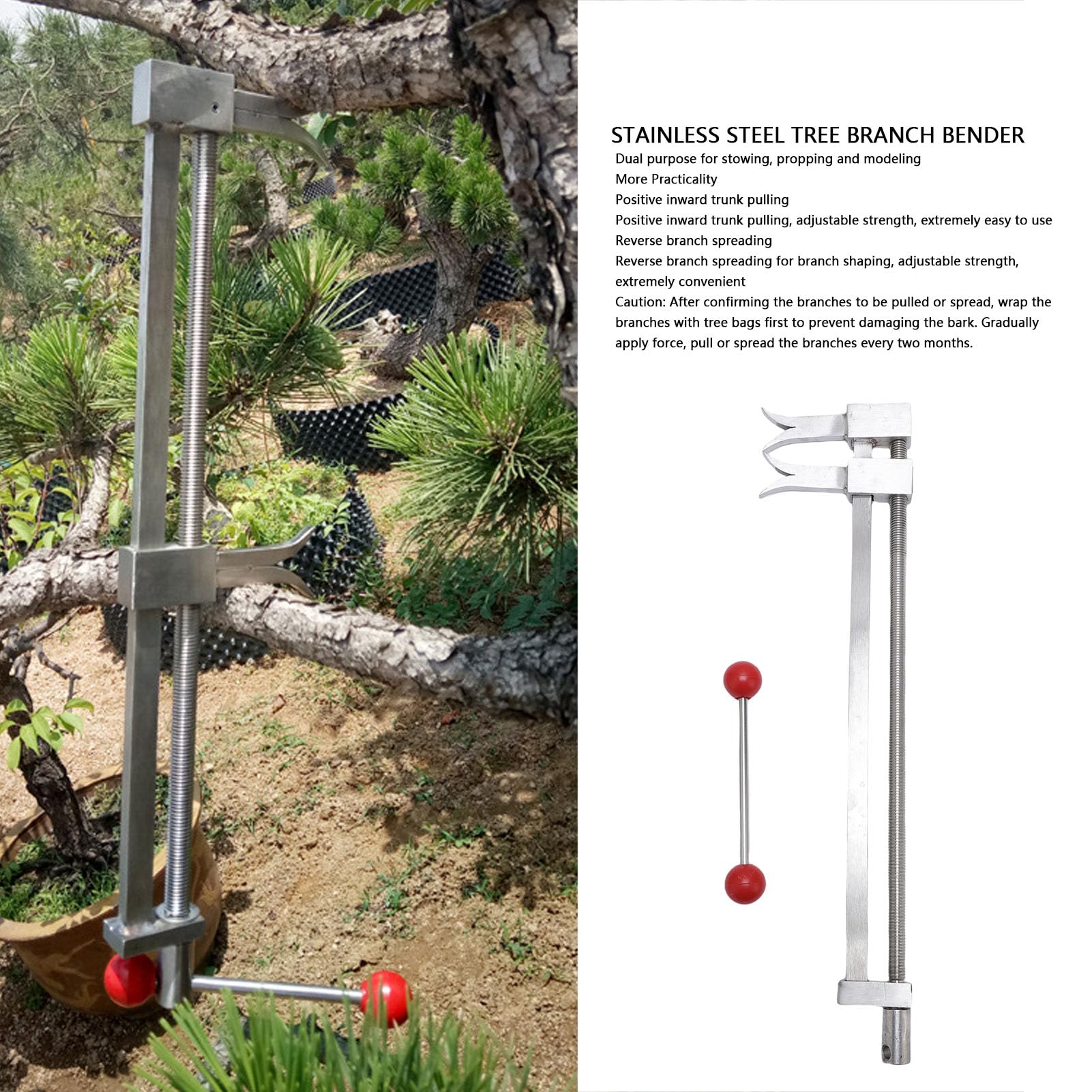 Generic Giętarka do Gałęzi Drzewa Modulator ze Stali Nierdzewnej Regulator Pnia do Kształtowania Bonsai Profesjonalne Narzędzie Ogrodnicze
