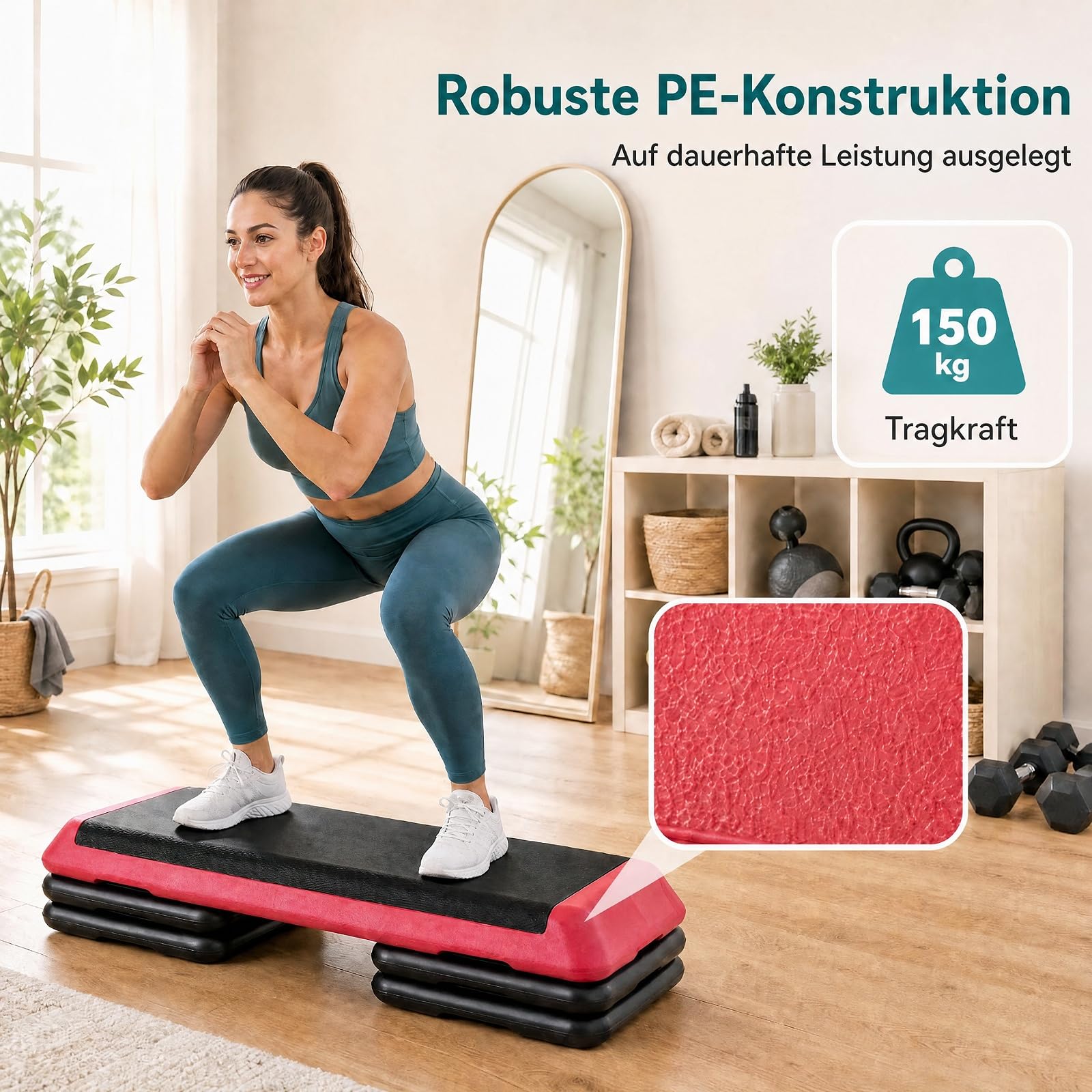 GYMAX Steppbrett Professional, 3 - Fach höhenverstellbar | Aerobic Stepper mit rutschfester Oberfläche, 150 kg belastbar, Fitness Stepper für Büro, Zuhause & Fitnessstudio