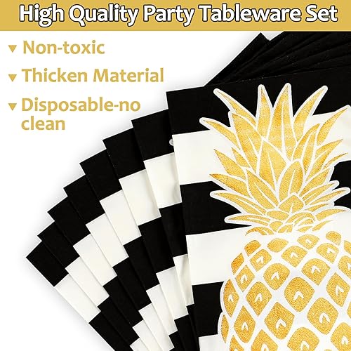 Miniatura 318 de 96 piezas de suministros de fiesta de cumpleaños florales de cumpleaños, platos de papel, servilletas, flores de oro rosa, decoraciones de fiesta