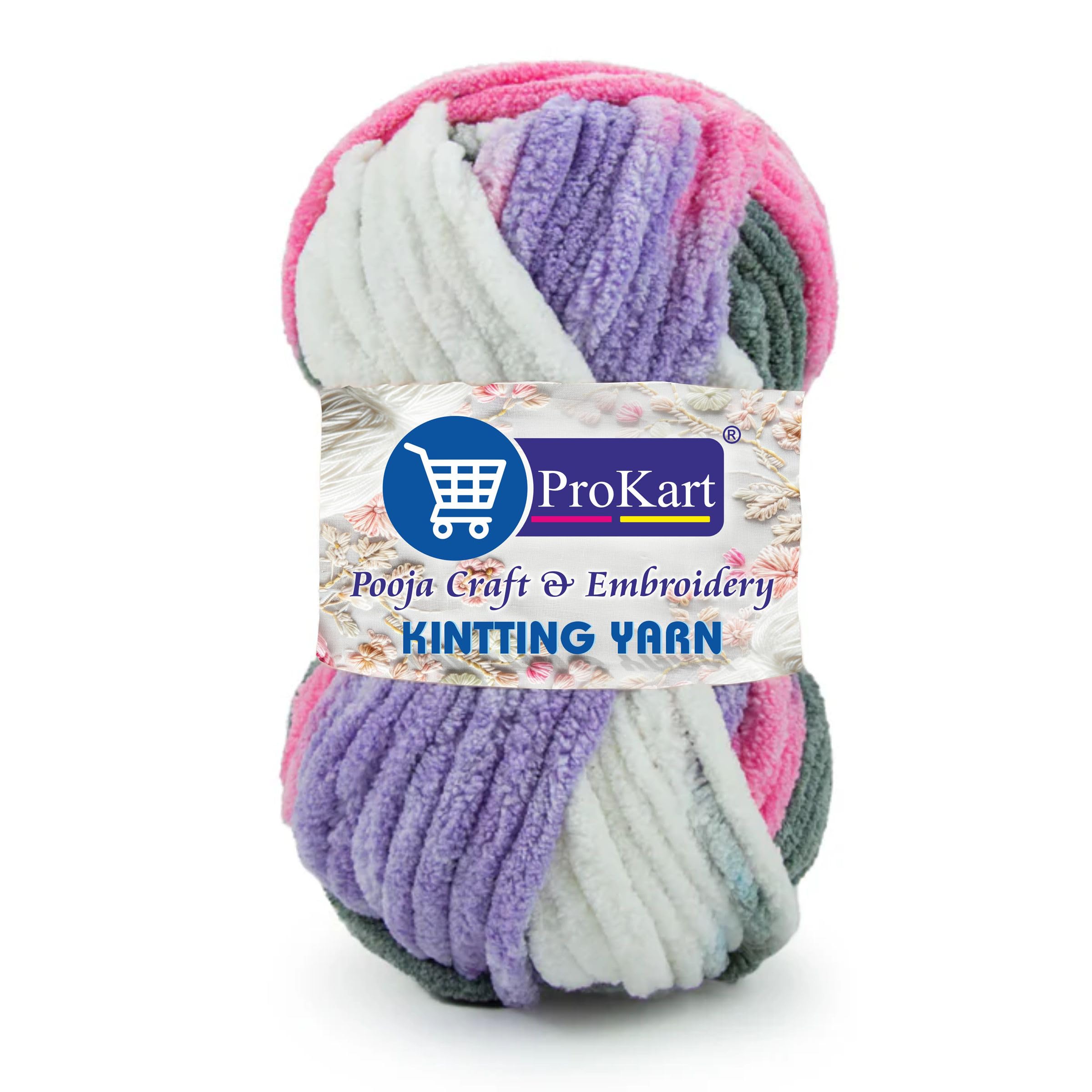 ProKart Blanket Yarn Supersoft Knitting Wool Ball | Plush & Cuddly, Chenille Yarn | (1 Ball/100 Gram Each) | Multi Colour Hand Knitting and Crocheting Yarn Ball Suitable for Craft, Sweaters, Babywear, Baby Blankets (Multicolor- DN02, Pack of 2)