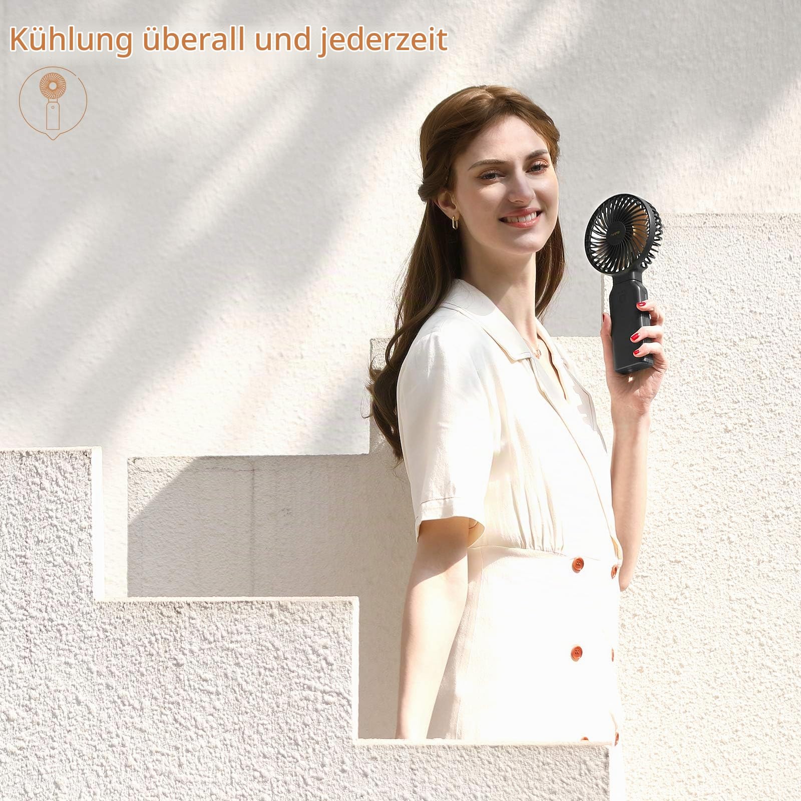 Funme Handventilator 3 in 1 Tischventilator Tragbarer Lüfter mit 53 Stunde 9000 Aufladbarer Batterie Multifunktion 4 Stufen Faltbarer Persönlicher Notladelüfter Exquisit für Camping und Zuhause