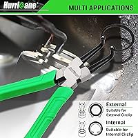 Vista 4 de HURRICANE Juego de 4 alicates de anillo a presión, kit de alicates de clip de 7 pulgadas interno y externo, alicates de mandíbula recta y doblada