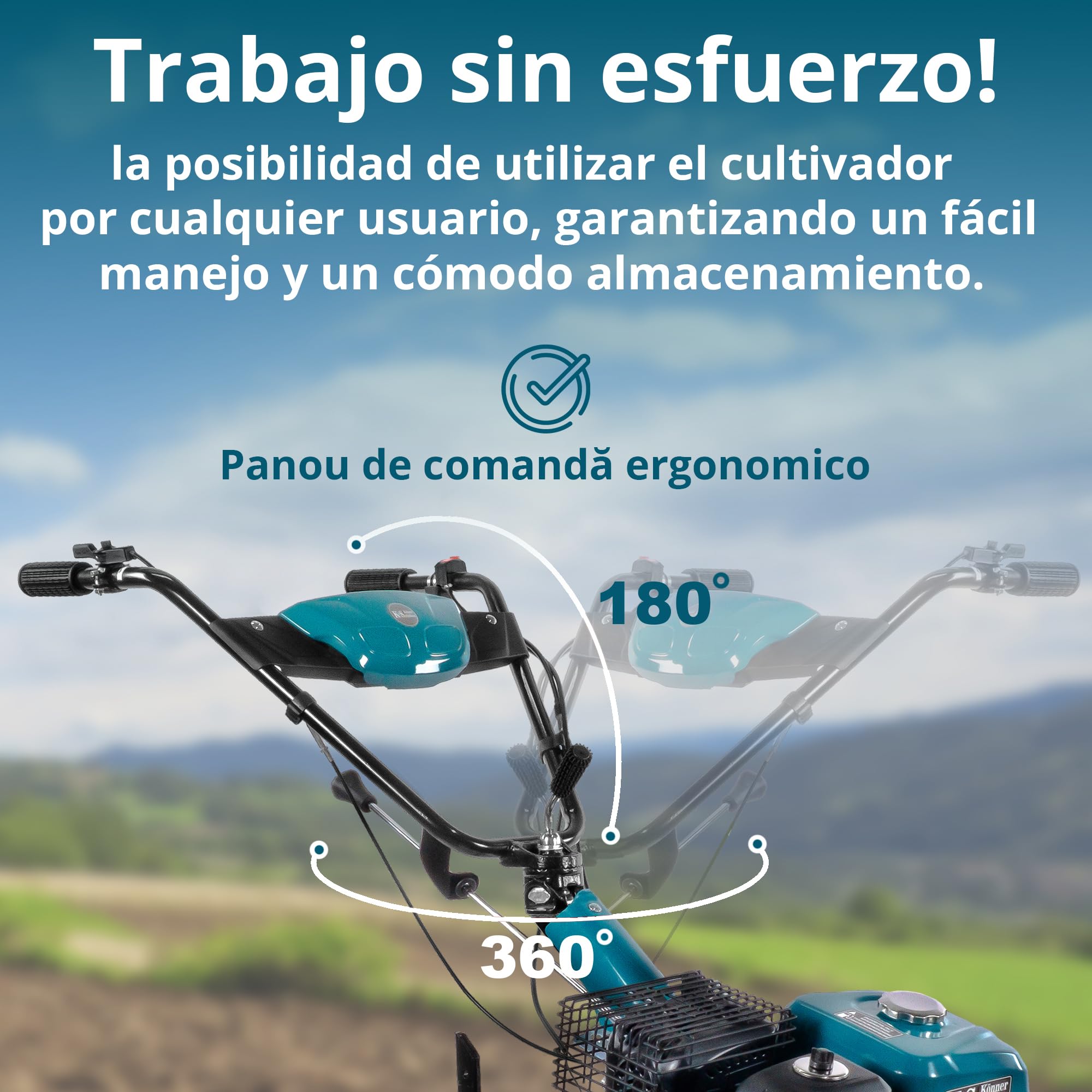 Könner & Söhner KS 7HP-1050G - Azada de Gasolina con accionamiento Directo, fresadora de jardín, fresadora forjada, 2 Marchas hacia adelante, Marcha atrás, ≤ 108 cm de Ancho de Trabajo