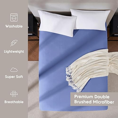 Miniatura 3 de Nestl Bedding - Sábanas bajeras con bolsillo profundo de 53 cm, Microfibra, Azul Royal, King