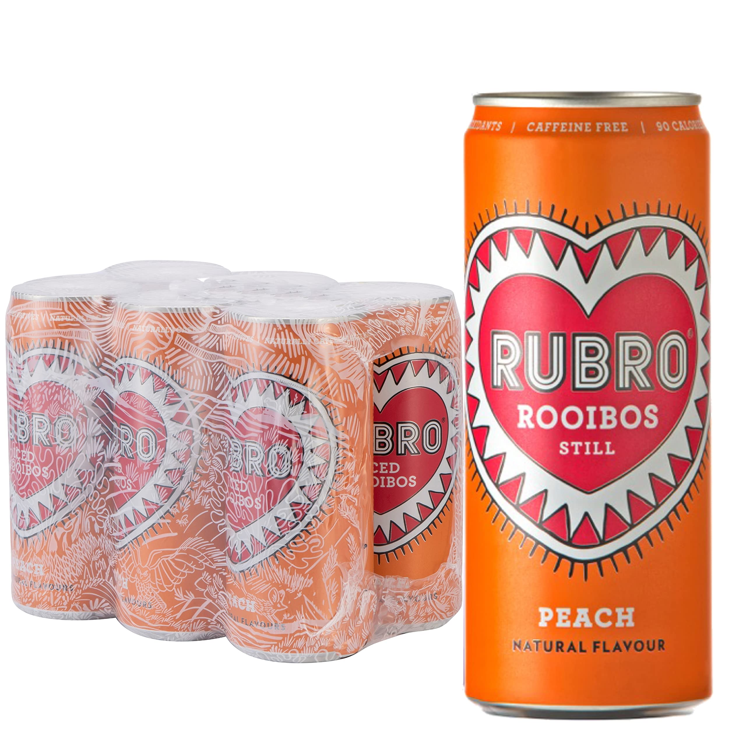 Peach Rooibos - 6 Can Multipack - 300ml - Still, Soft Drink - Peach Tea Drink - Natural Flavours - Caffeine Free - Bulk Soft Drinks