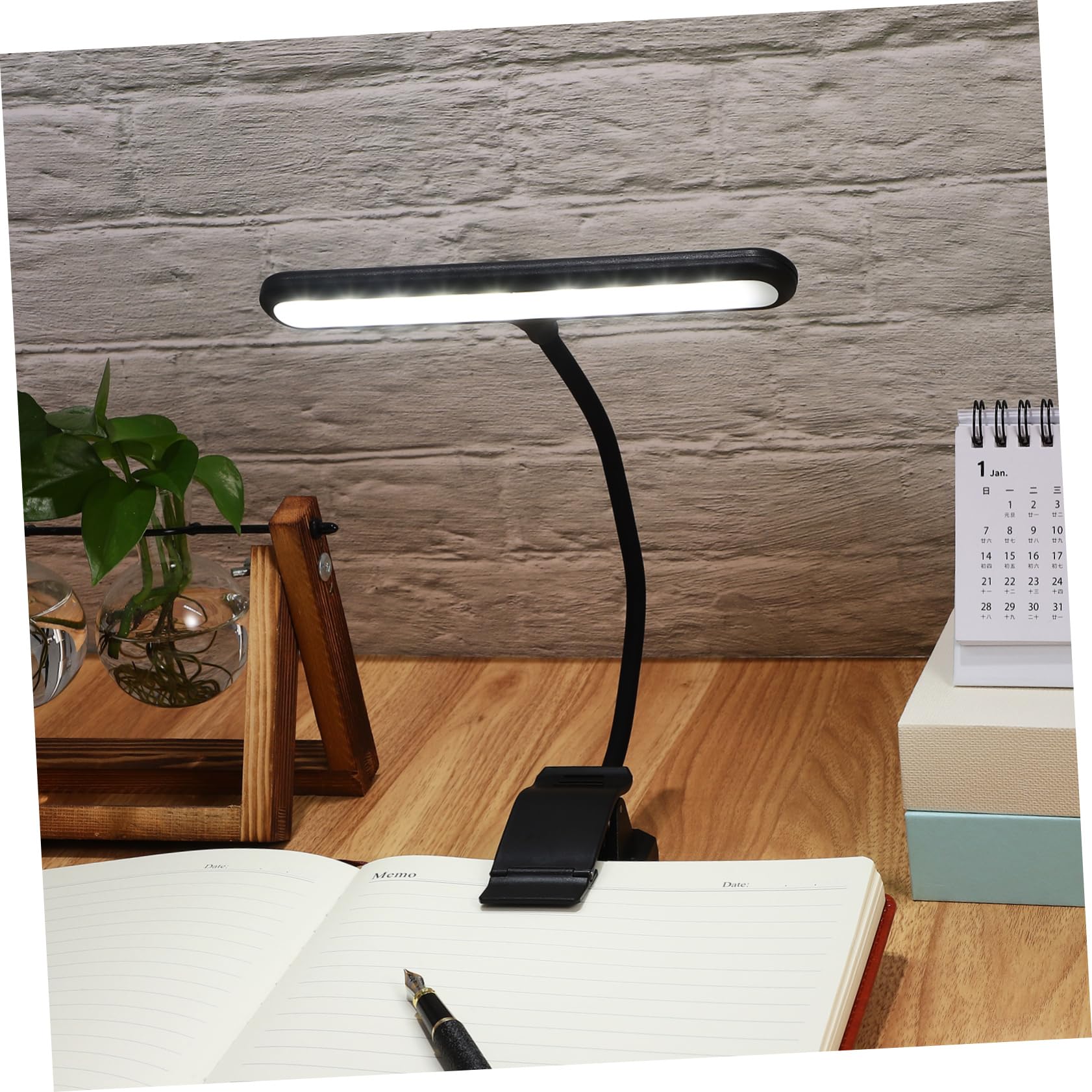 VANZACK Lampada Da Lettura a Led Clip Regolabile, Luce Per Pianoforte Verticale Ricaricabile Batteria Integrata, Collo Flessibile e Luminosità Dimmerabile Per Lettura e Leggio