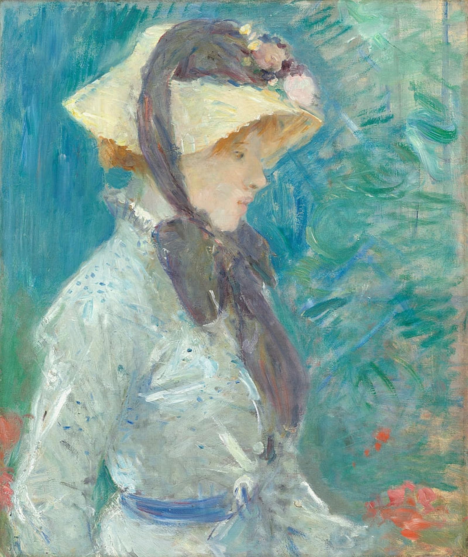 POSTERIIk Famous Print Pop Art Wall Art Graffiti Young Woman with a Straw Hat by Berthe Morisot Art Prints for Home Decor 60x90cm