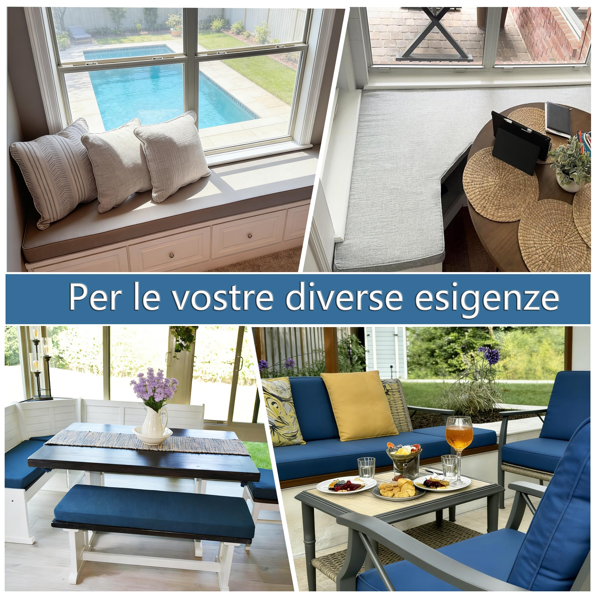 Cuscino Panca Dimensioni Personalizzate, Per Mobili Da Interni/esterni, Giardino, Spessi Cuscini Sedili Pranzo Per Cucina, in Legno Casa, Imbottitura in Spugna 45D