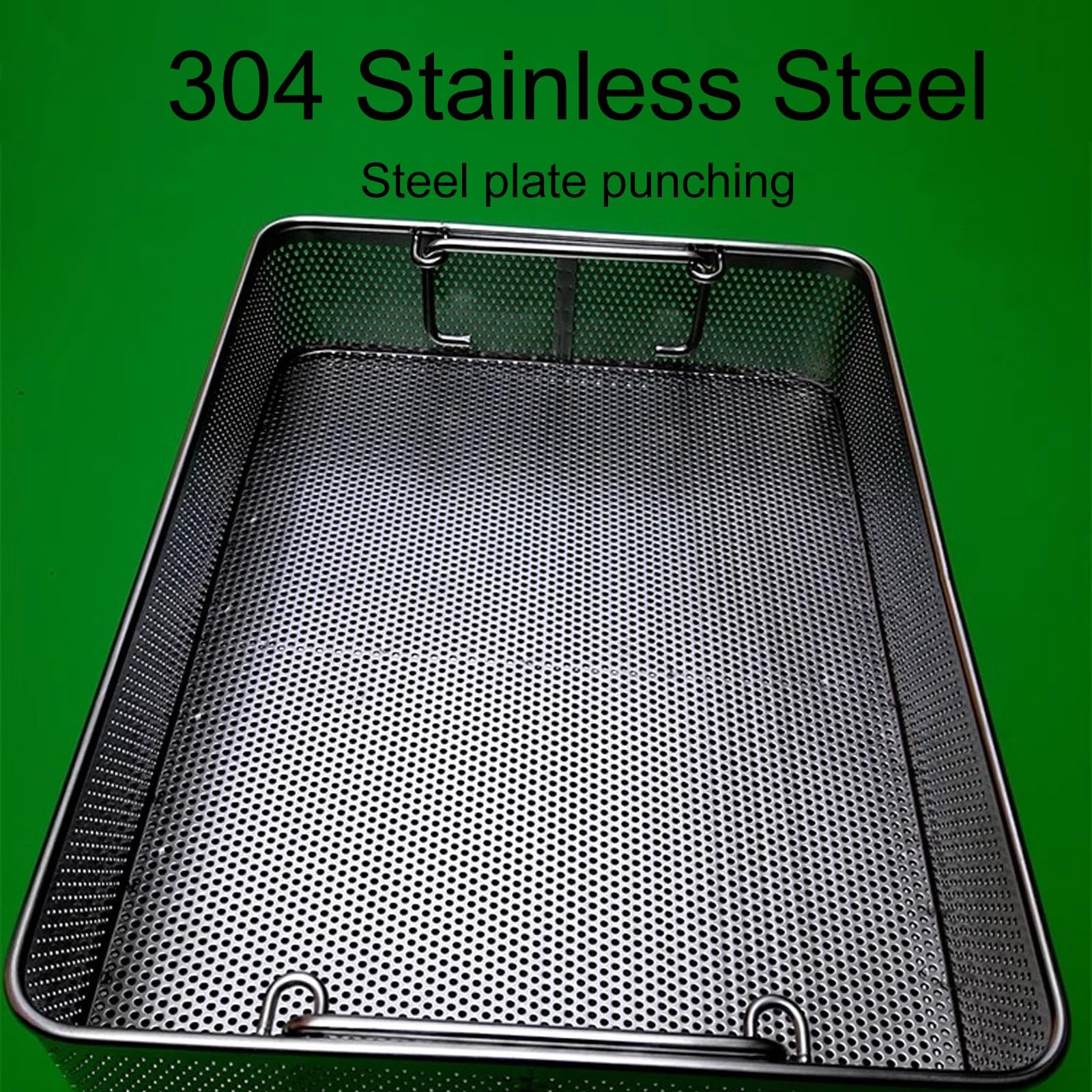 Cesta Esterilización Acero Inoxidable 304 Perforada 2mm Instrumentos Médicos | Acero inoxidable 304, perforación completa de 0,08 pulgadas para seguridad.(17.7in*13.4in*2.8in)