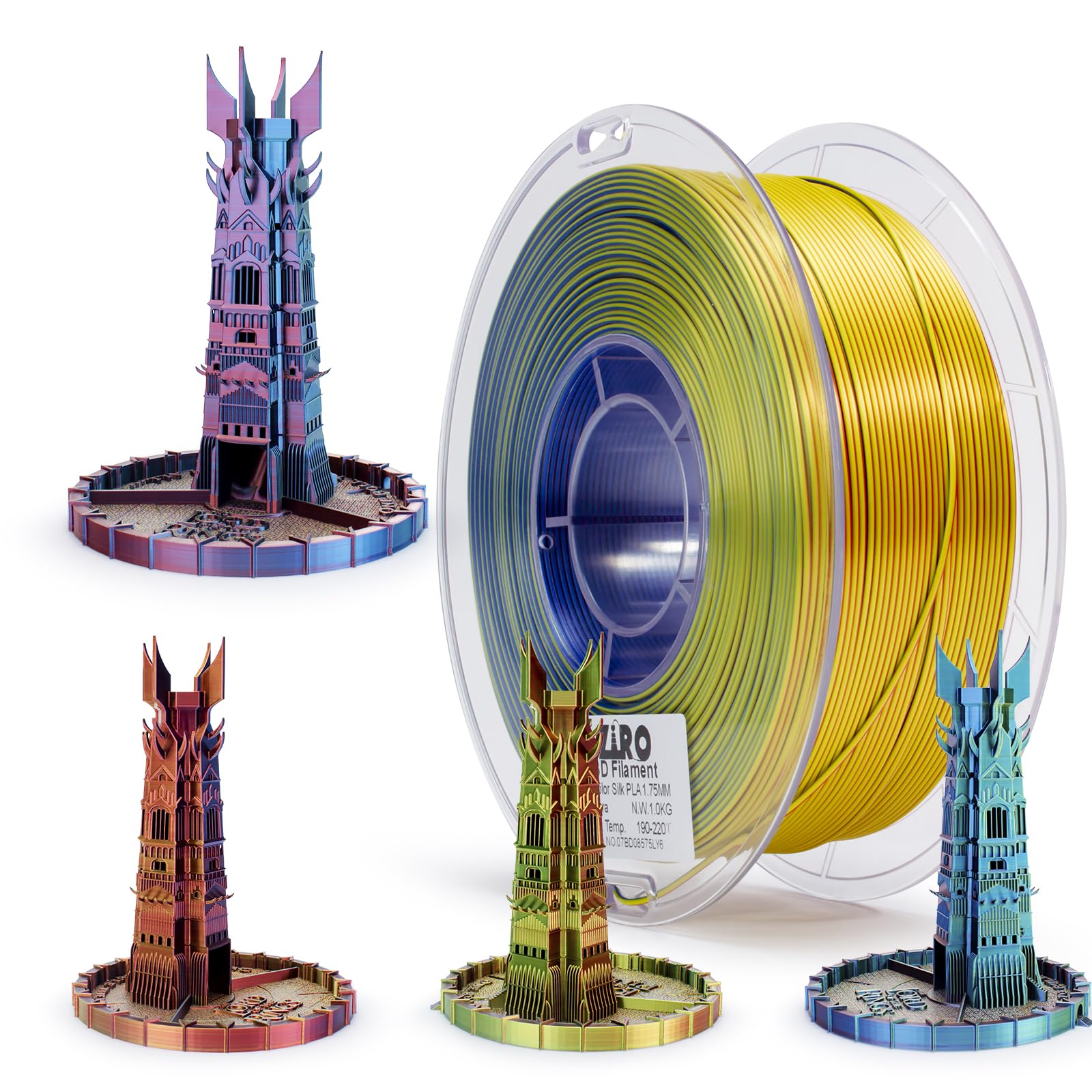 Amazon.com: ZIRO PLA Filament, Triple Color Coextrusion Silk 3D