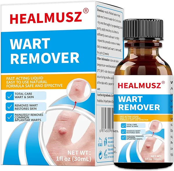 HEALMUSZ Wart Remover Liquid with 5% Salicylic Acid - Fast Acting Treatment for Plantar Warts Corns/Callus/Skin Tags for Feet, Toes, Hands
