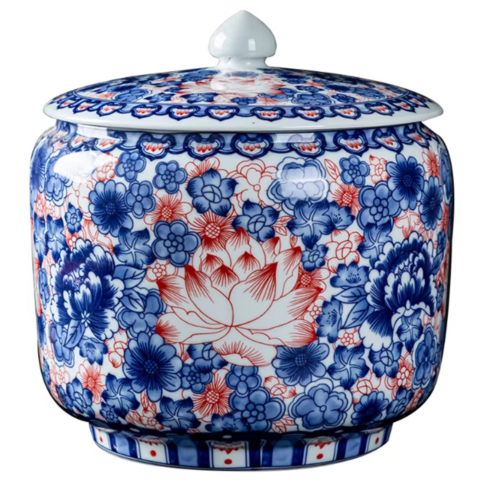 Ixtregzjkm A Ceramic Rice Storage Container With Lid, Grain Storage Container, Chinese Ceramic Rice Jar, Ceramic Dispenser Container, Food Irtight Jar For Rice, Soybeans, Flour, Snacks 10Kg