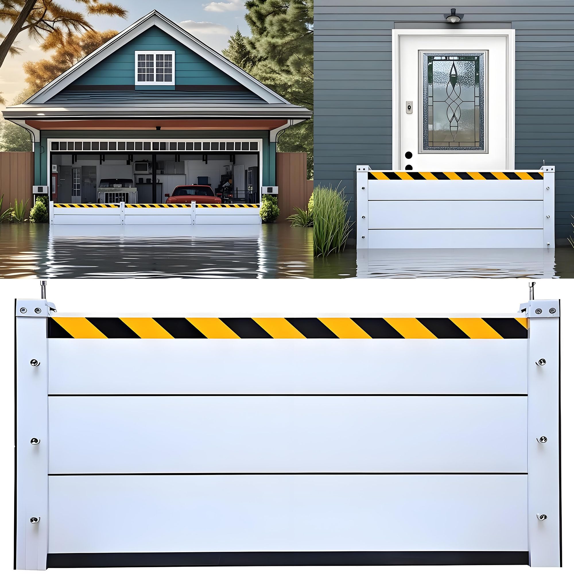Flood Barriers for Home - Wall Reusable Detachable Garage Flood Barrier Drop in Dam Easy Residential Jail Door Flood Barrier Fence,H23.6 Inch/L9FT