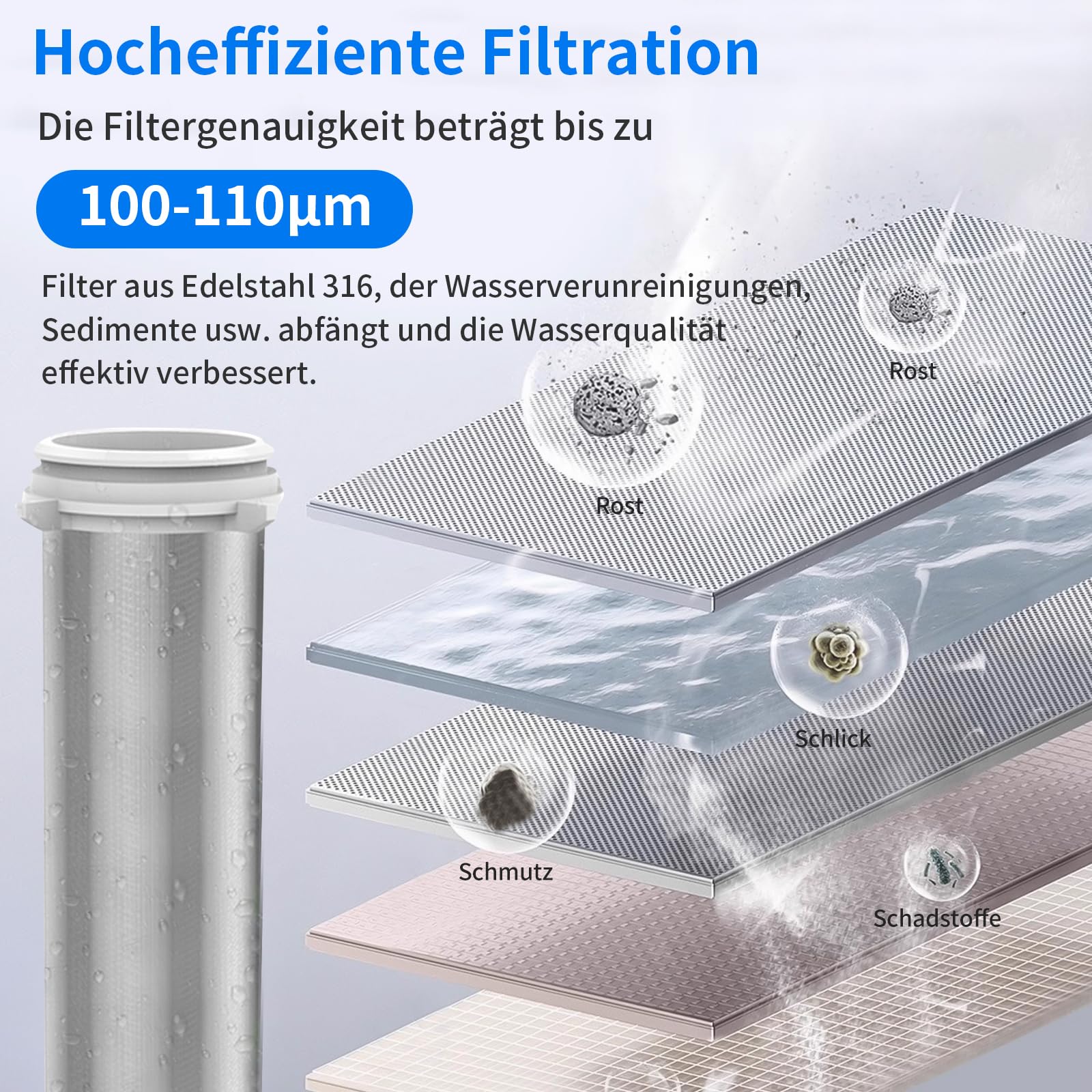 100 Mikron Rückspülfilter Wasserfilter Filter, Wiederverwendbarer Spin-Down-Sedimentwasserfilter, Vorfilter für Brunnenwasserschlauch Sedimentfilter (G 1" mit G 3/4")