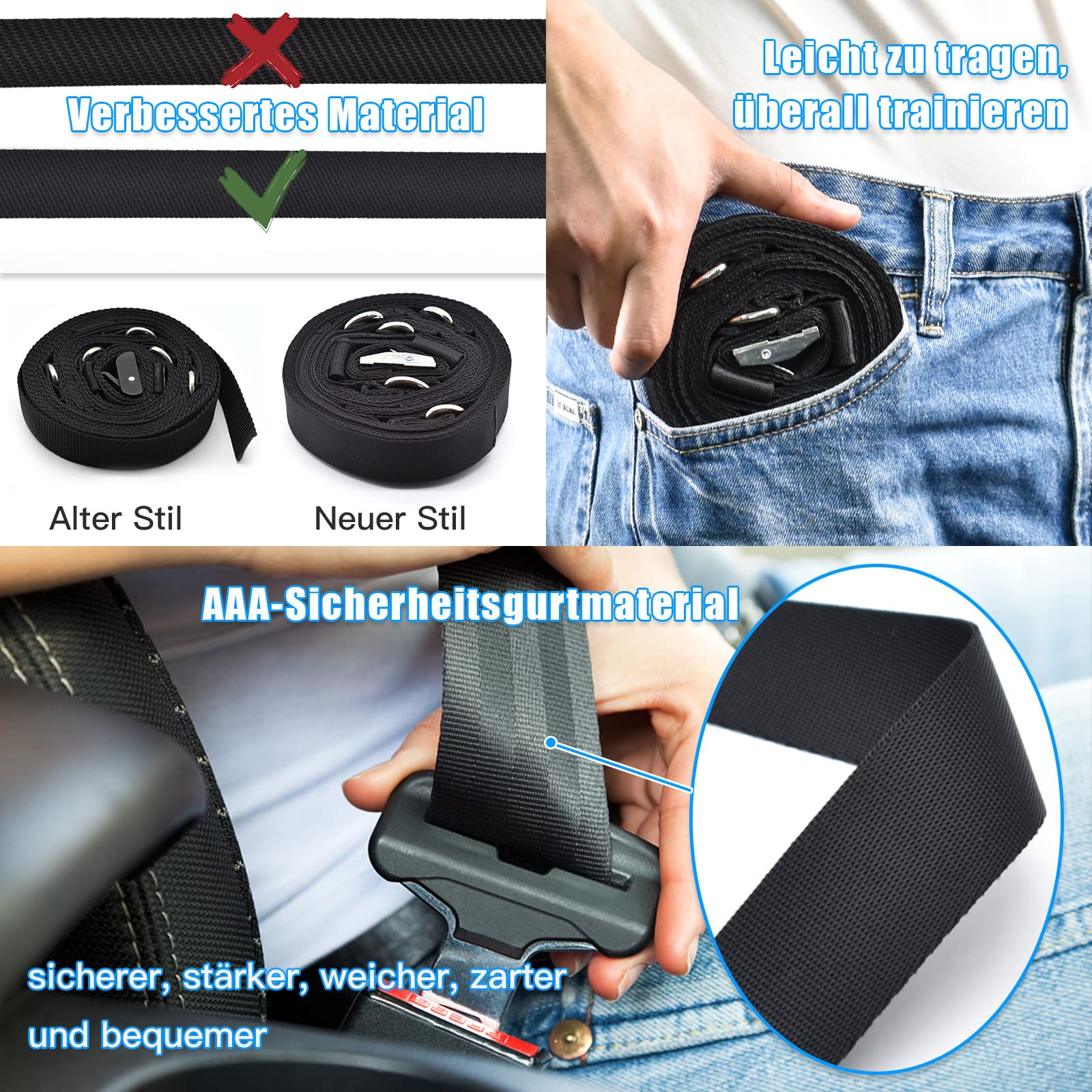 Brebebe Cinghia di ancoraggio per porta per esercizi di resistenza, ancoraggio multi punto di ancoraggio per palestra per fitness domestico, attrezzatura portatile per allenamento di resistenza