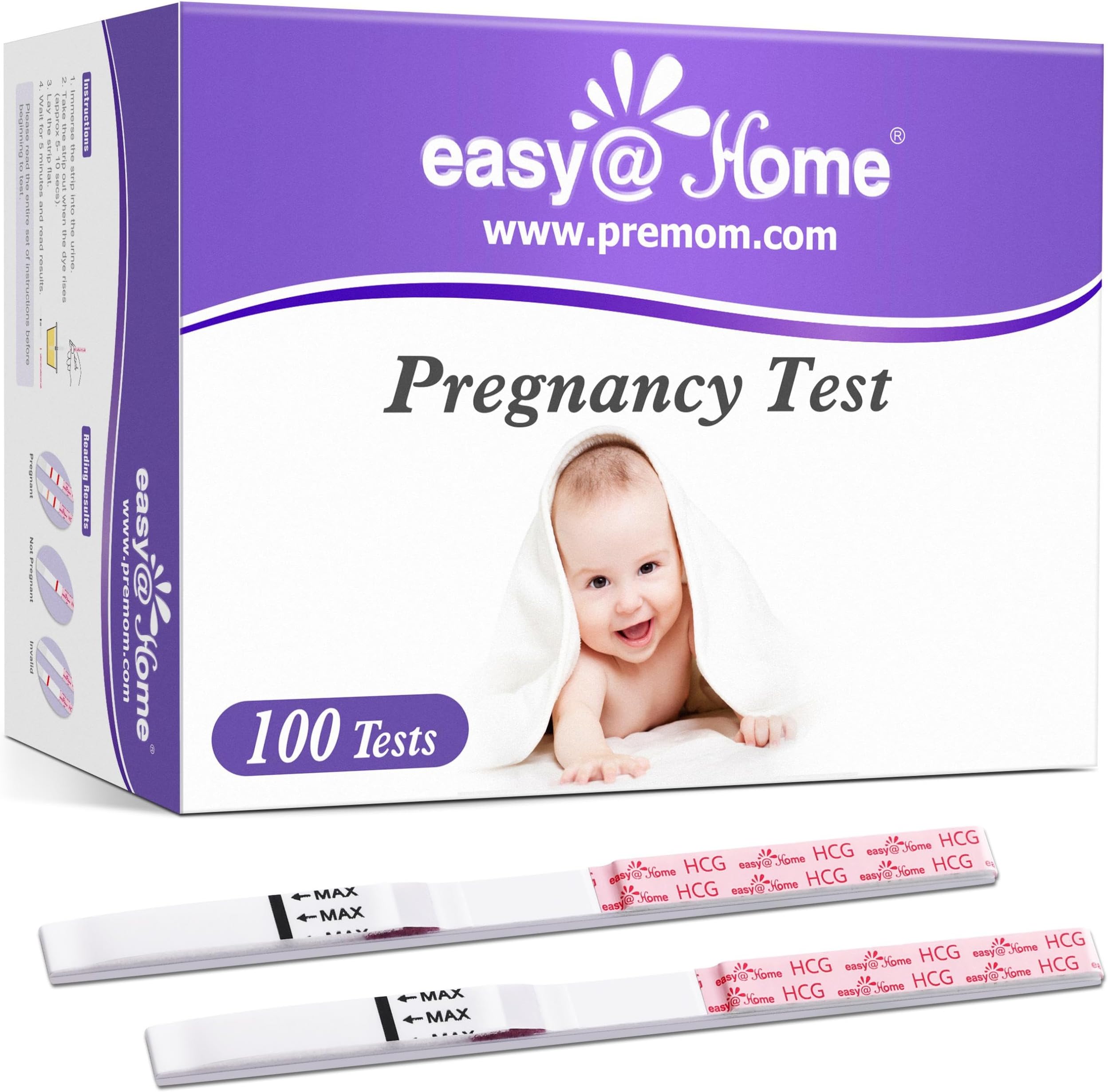 Pregnancy Test Strips Kit: 100-Pack HCG Test Strips, Early Detection Home Pregnancy Test EZW1-S:100