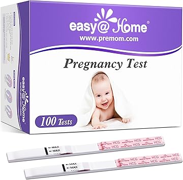 Easy@Home Pregnancy Test Strips 100 Bulk Pregnancy Strips, Early Detection hCG Test Kit - Pruebas de Embarazo, Powered by Premom APP | 100 Pack