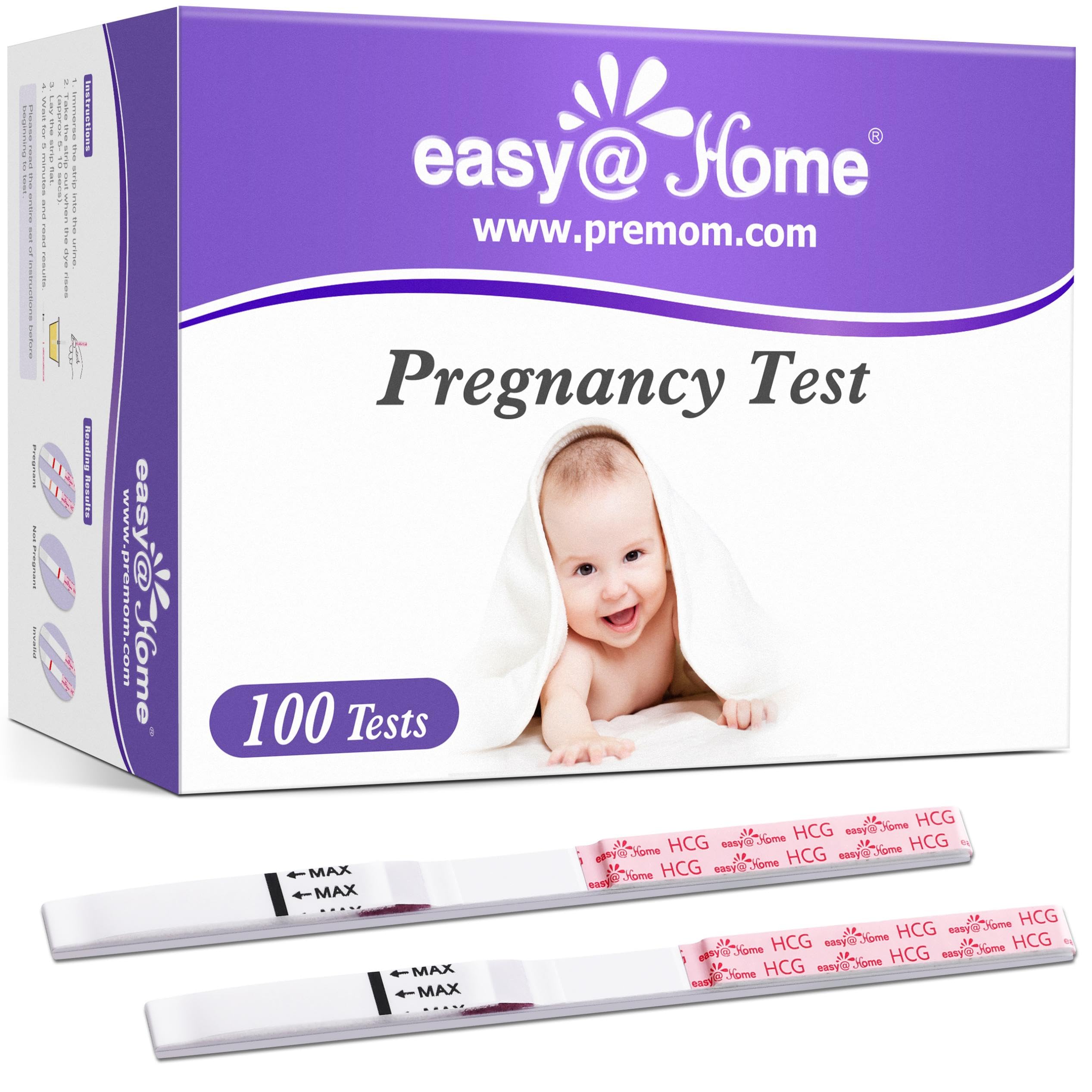 Easy@Home Pregnancy Test Strips: 100 Bulk
