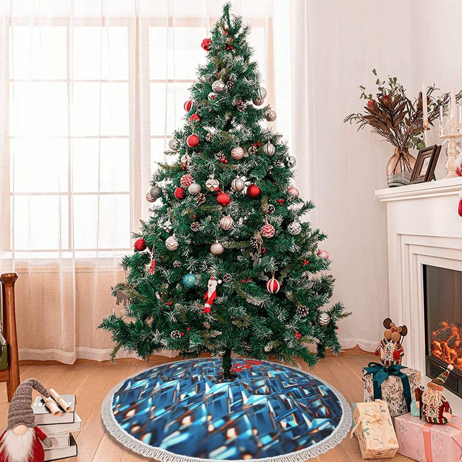 Gonna per albero di Natale da 76,2 cm con nappe, decorazioni per base dell'albero di Natale, decorazione per albero di Natale, decorazione per albero di Natale, decorazione per albero di Natale