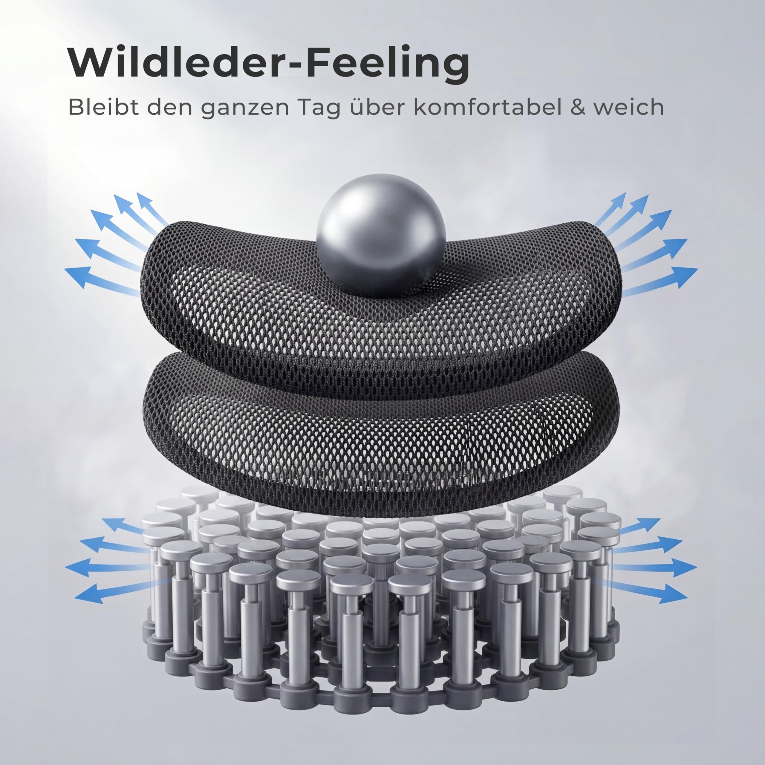 WELAX S9 Pro Ergonomischer Bürostuhl mit Mesh-Rücken, Lendenstütze, Fußstütze, 6D Armlehnen und verstellbarem Sitz – Komfortabler Gaming- und Homeoffice-Stuhl, Schwarz