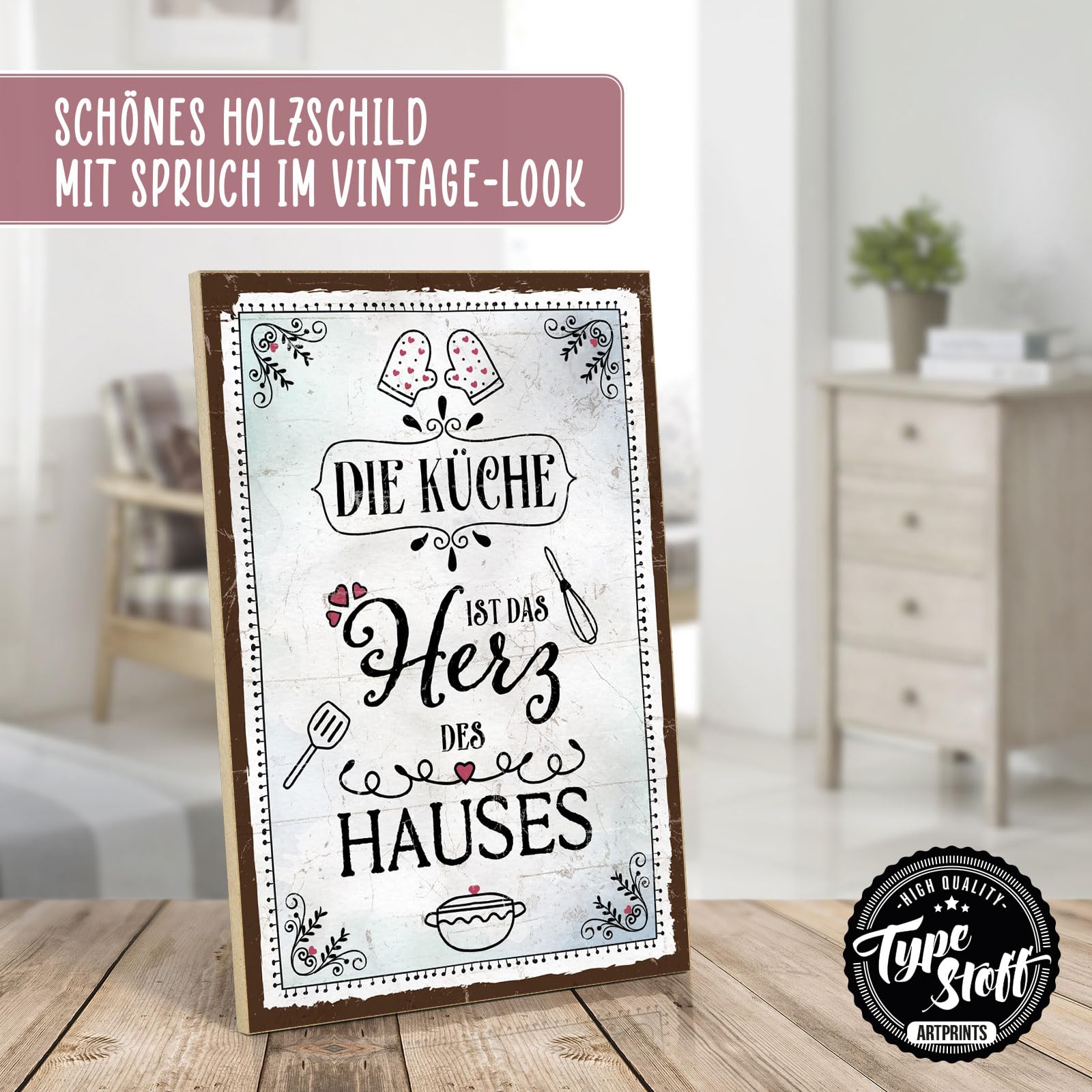 TypeStoff Targa in legno con frase - Casa è una sensazione - in stile vintage con citazione, ideale come regalo e decorazione, a tema famiglia e benessere - HS-00746-IT