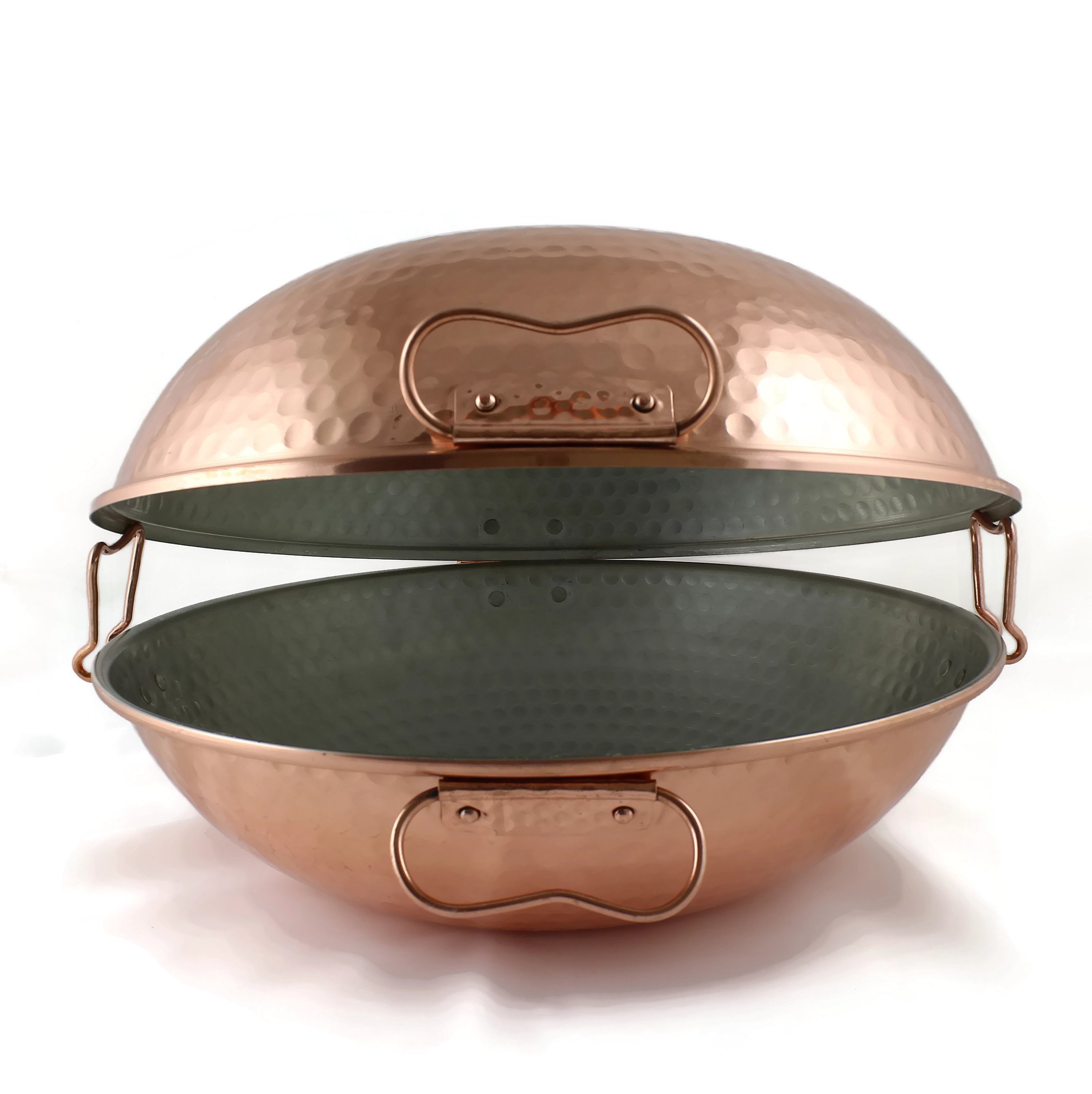 Cataplana Portuguesa - Olla de Cobre de 36 cm con Vitrocerámica - Bronce - 4.19 Libras - Antiadherente - True - True