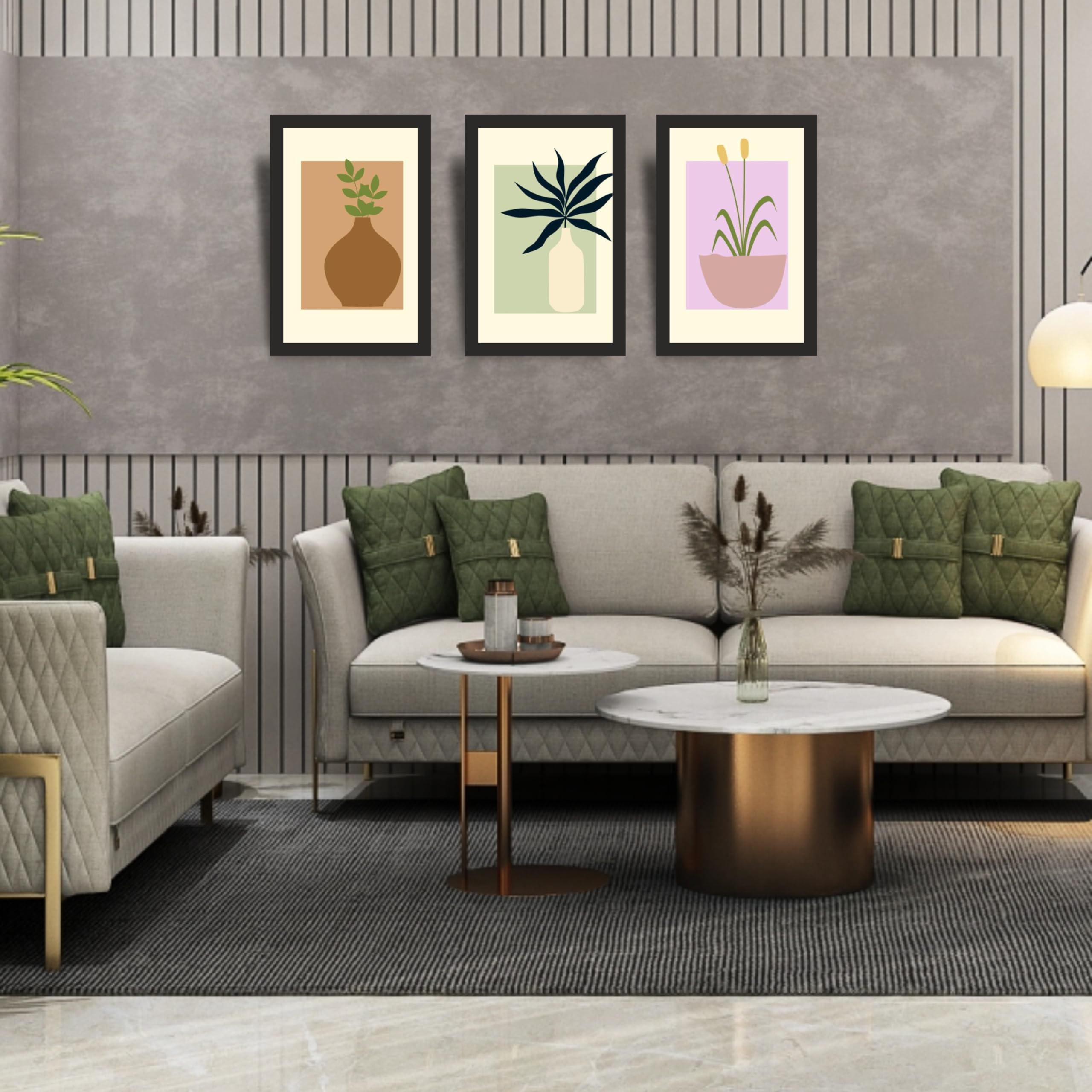 Minimal Indoor Plant Wall Art Set of 3 Frames