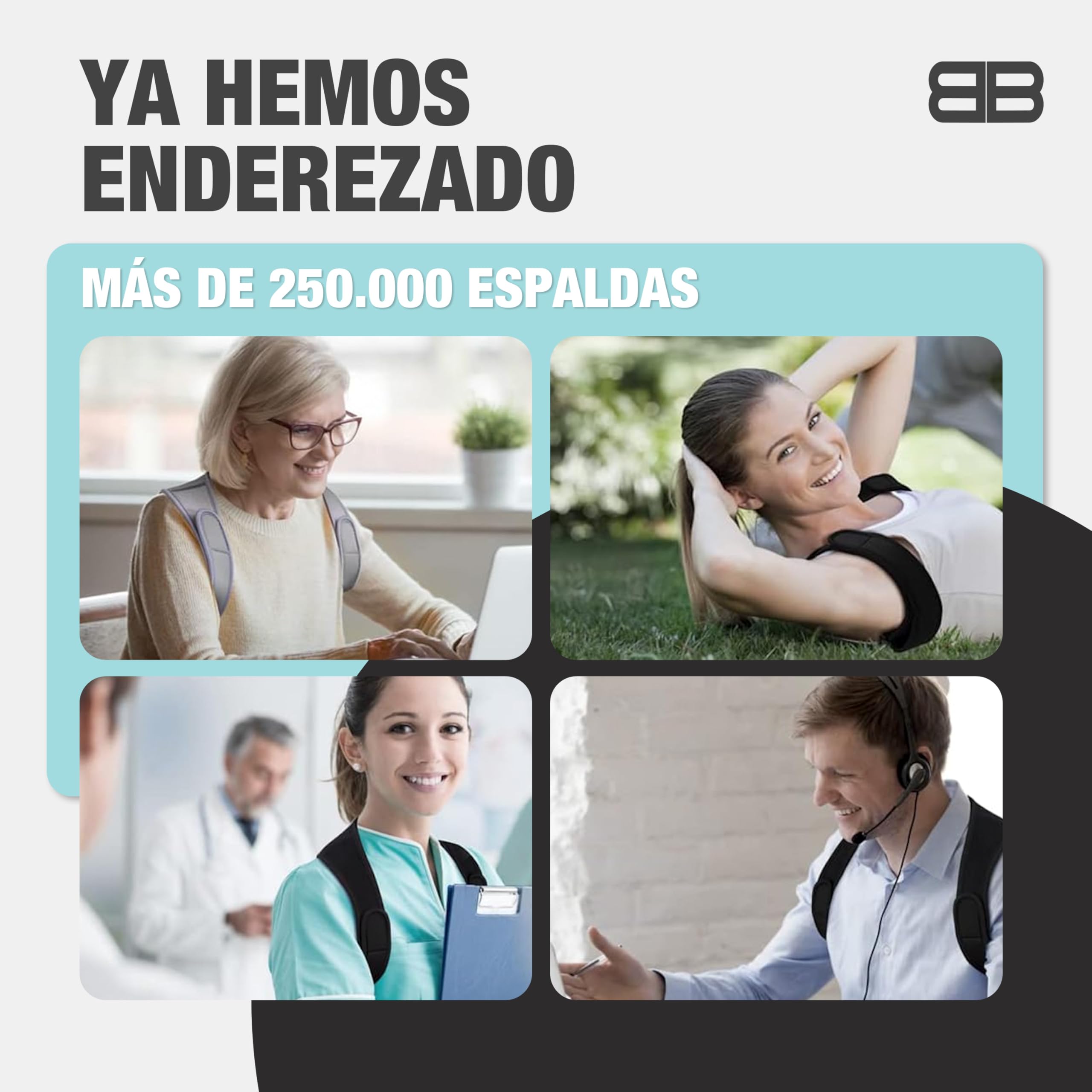 BACK BODYGUARD: arnés ajustable - neopreno transpirable, Negro, L | Negro, talla L, posible intercambio, lavable a máquina