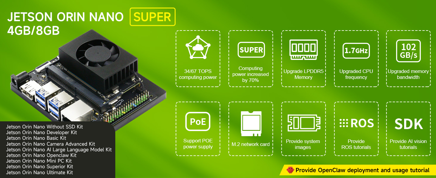 Amazon.com: Yahboom Jetson Orin Nano 8GB SUB Super Developer Kit