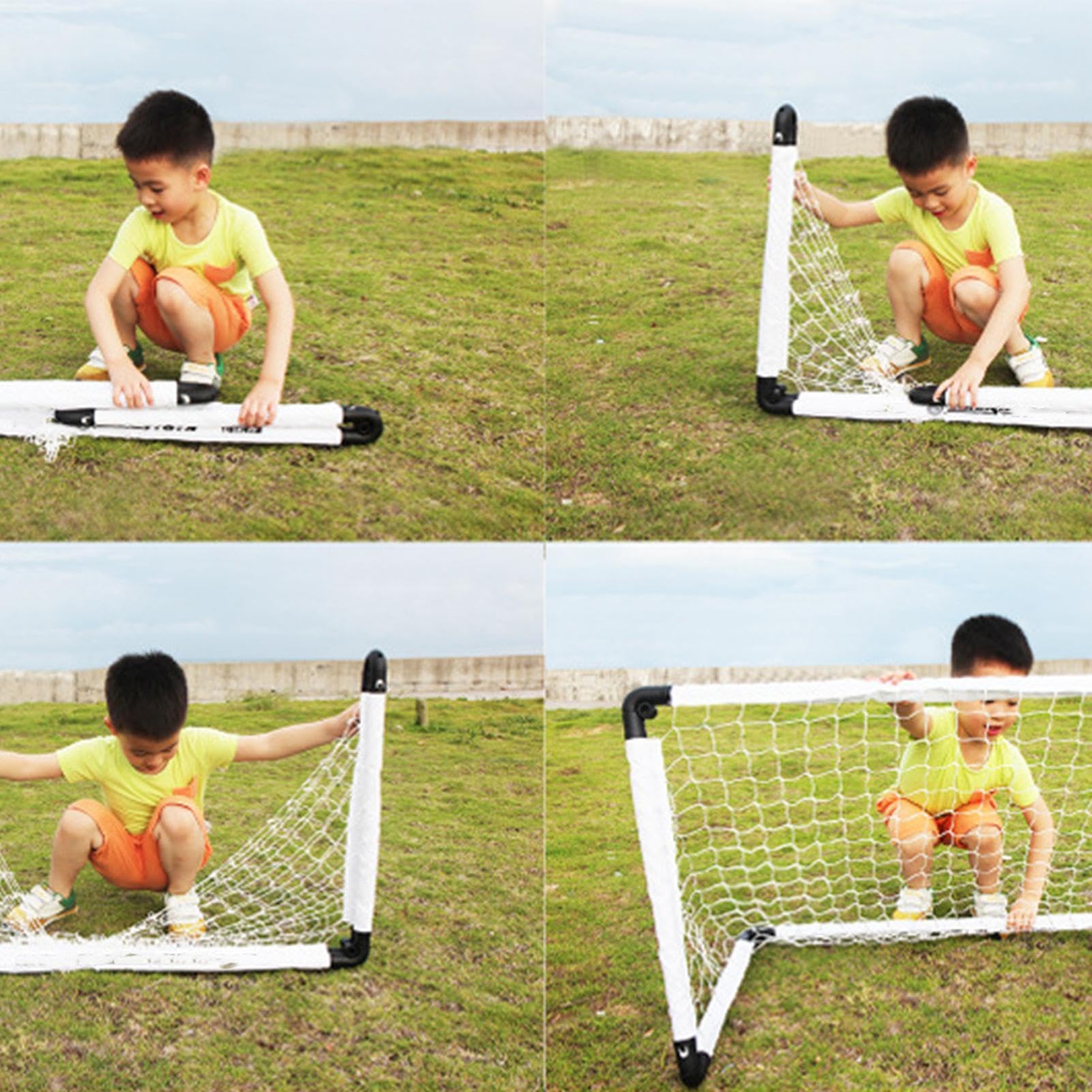 Portería de fútbol para niños, portería de fútbol juvenil con bomba de balón, bolsa de transporte, red de práctica, equipo de entrenamiento de fútbol plegable para patio, jardín, parque